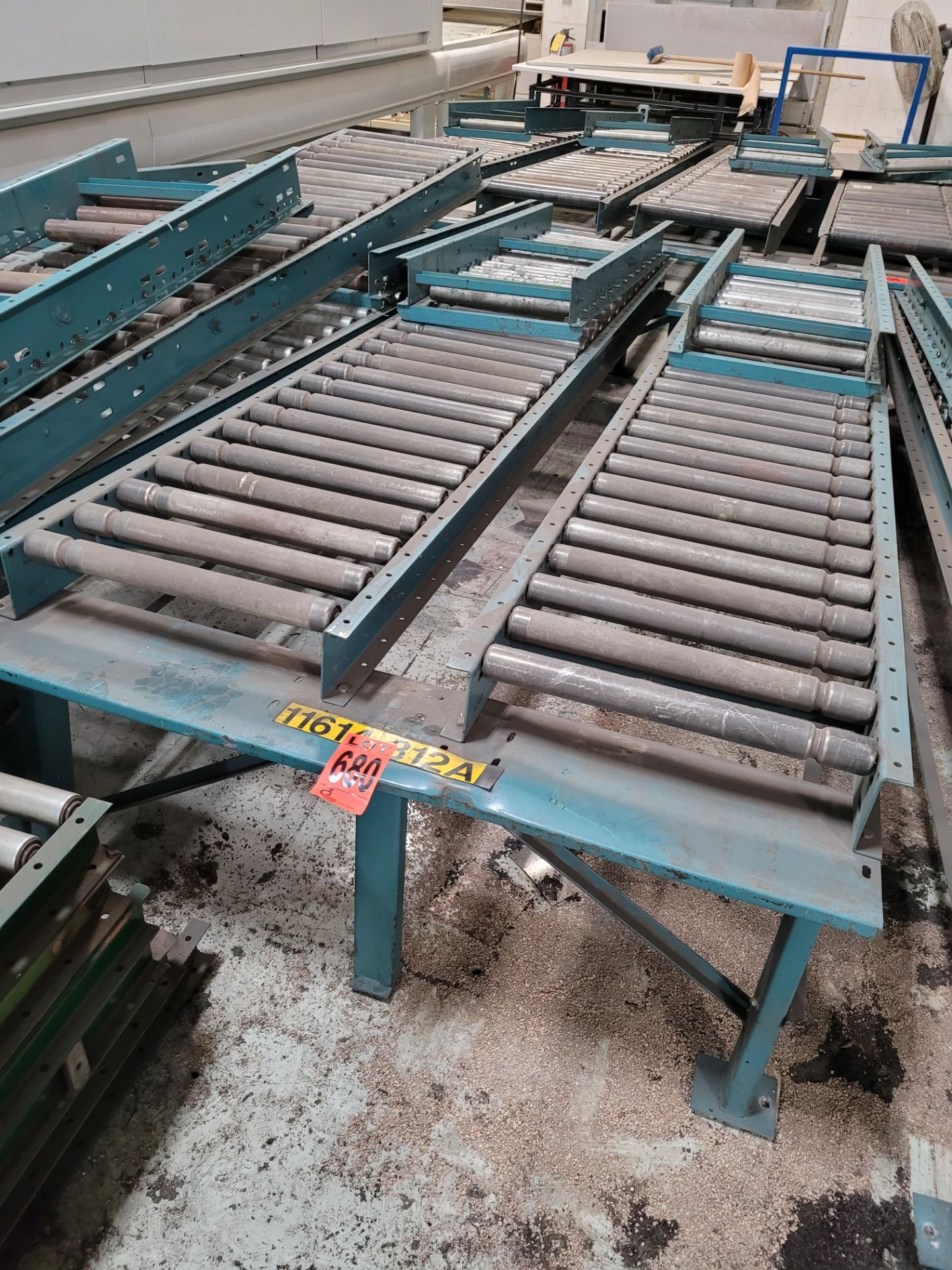 Section of double inclined manual roller conveyor w/ folding extension, 1' space between conveyors - Image 2 of 3