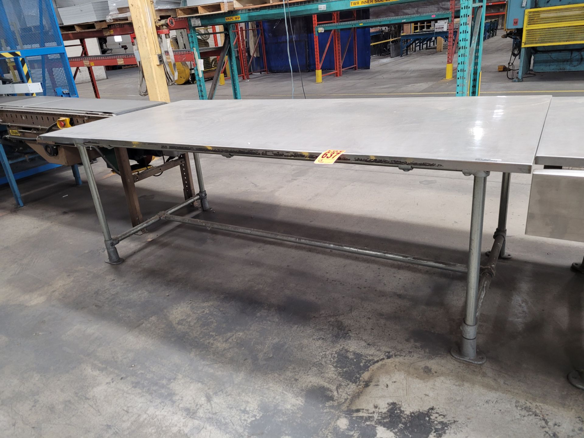 Preparation table w/ ss-sheet surface on plywood, w/ galvanized steel base - Image 2 of 3