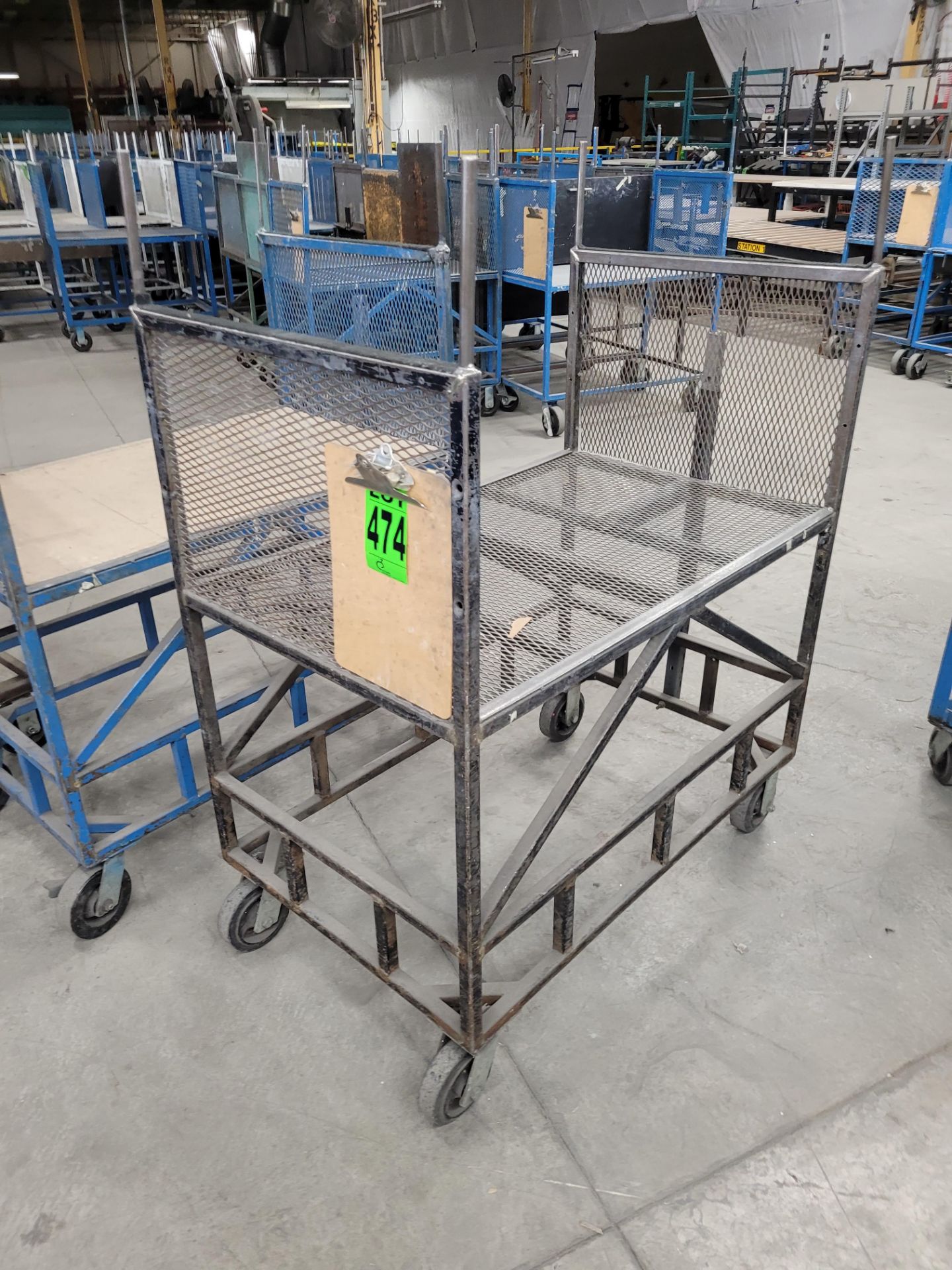 Lot of (3) steel-lattice carts w/handles, casters, wheel lock, (1) w/ 2 removable sides - Image 2 of 4