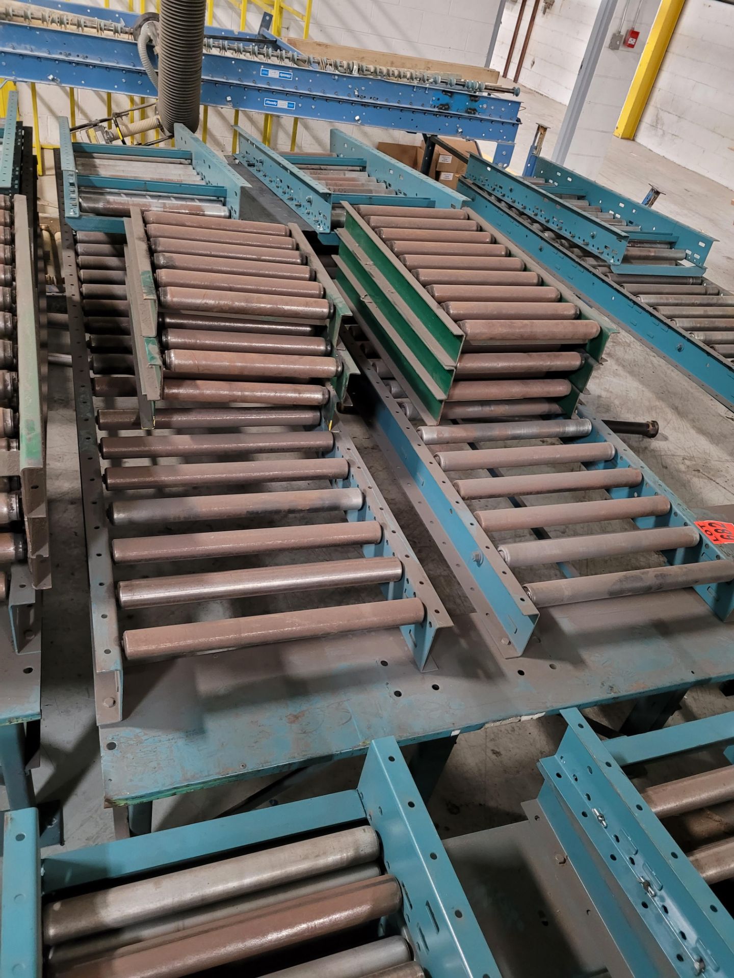 Section of double inclined manual roller conveyor w/ folding extension, 1' space between conveyors - Image 3 of 3