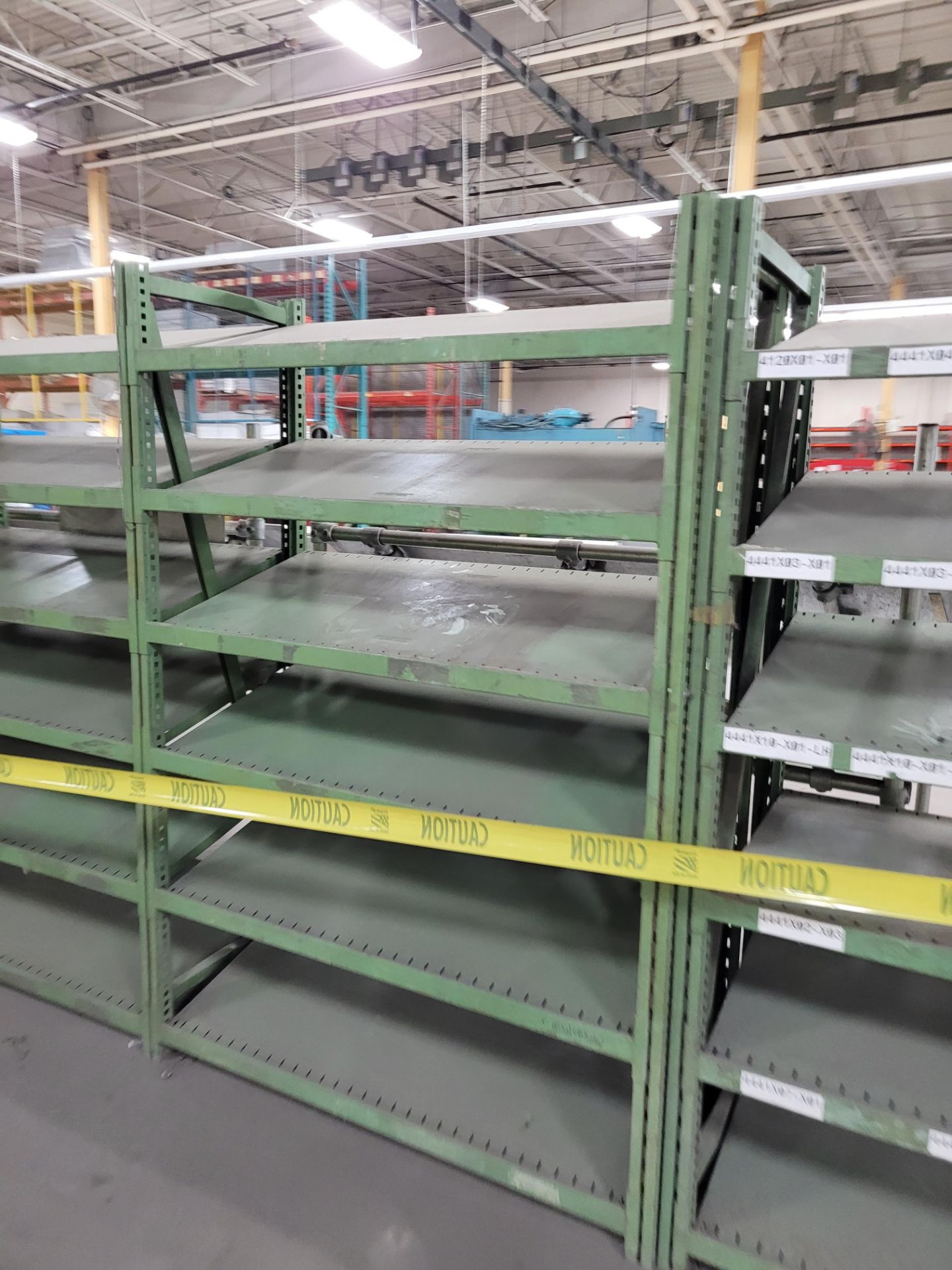 Lot of (8) sections of 6-level inclined teardrop shelving units, (45) shelves, (16) uprights - Image 3 of 14