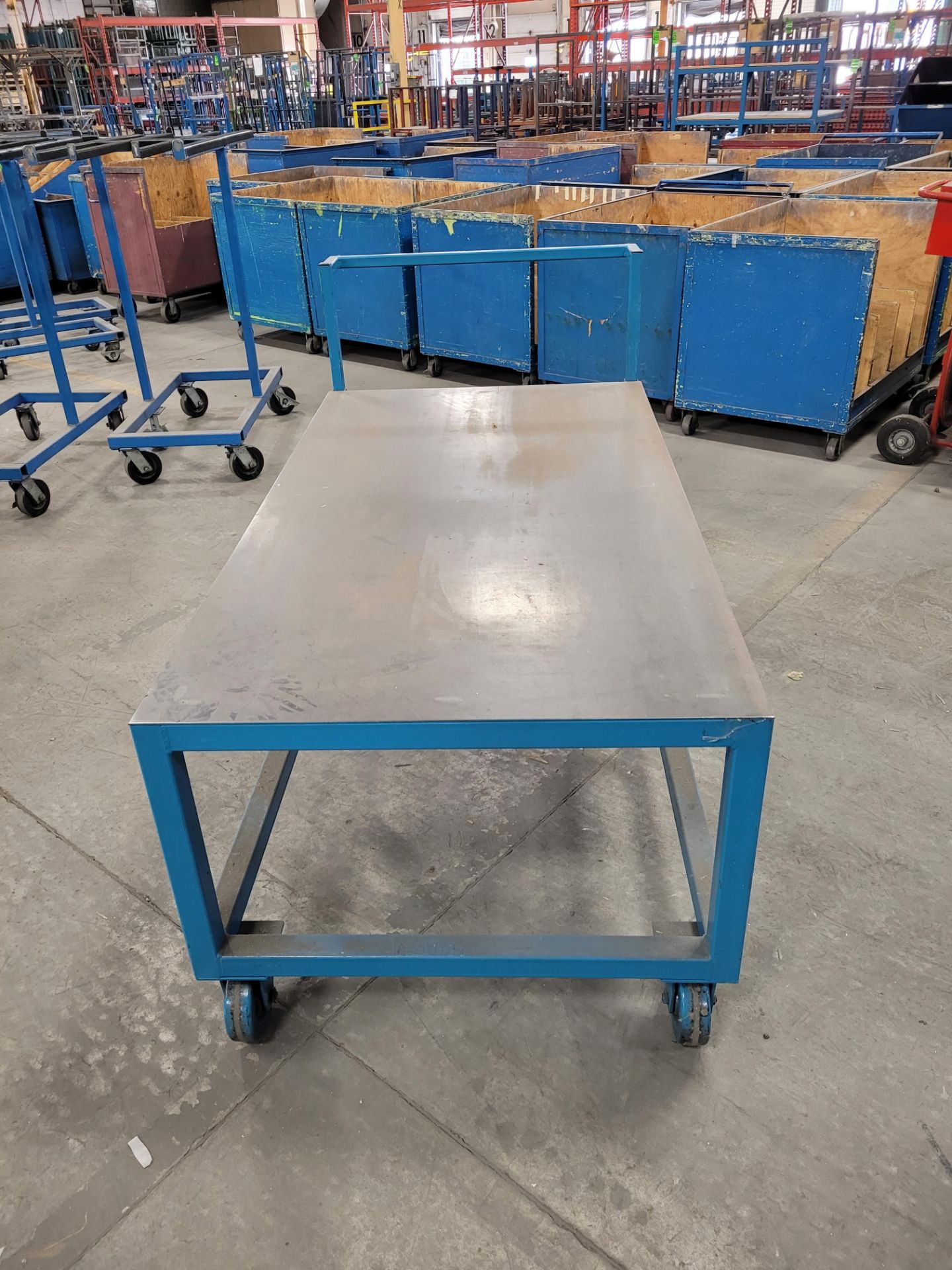 Heavy-Duty steel platform cart on casters, w/handle, floor lock - Image 4 of 4