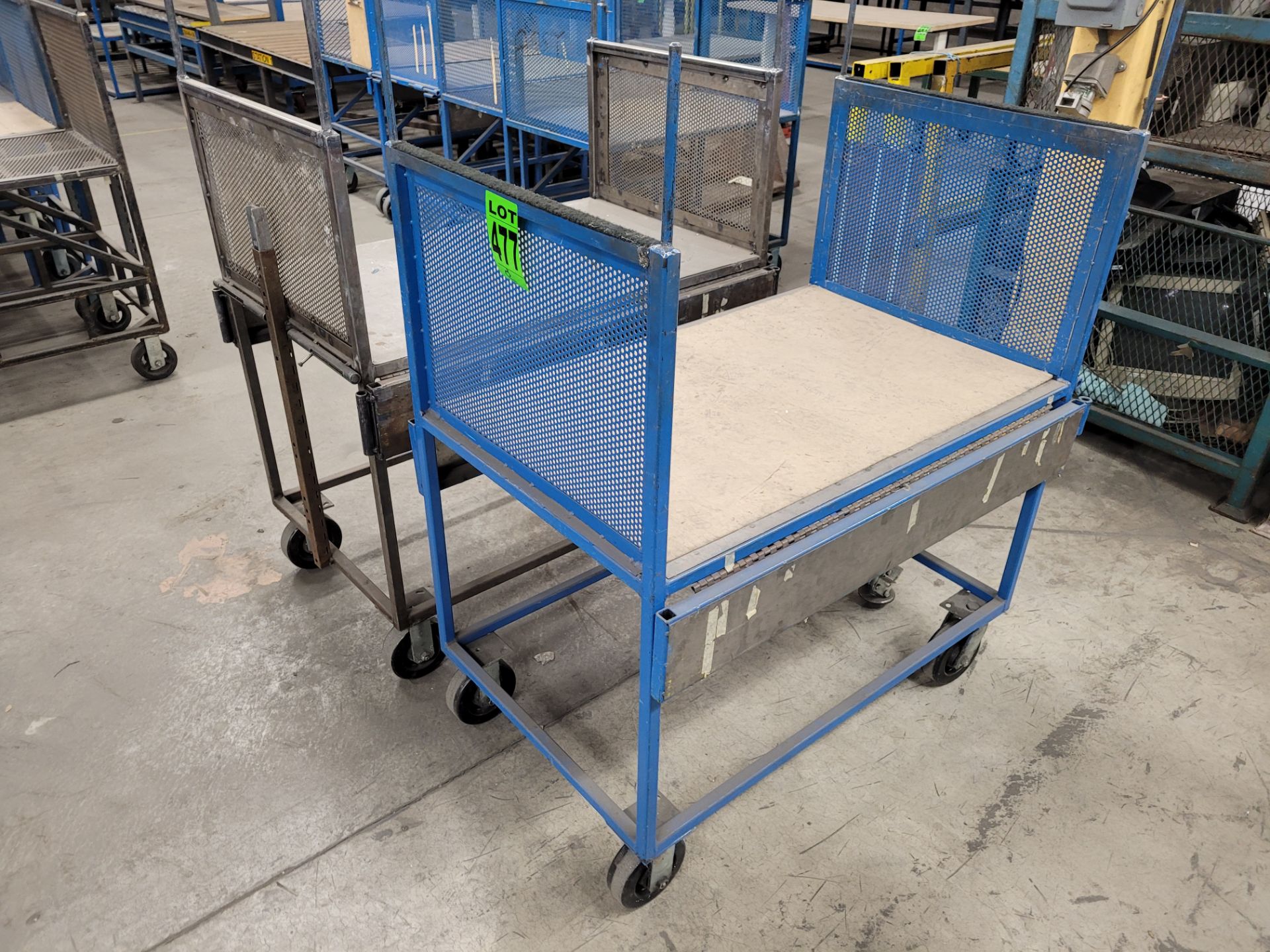 Lot of (2) steel-lattice carts w/handles, casters, floor lock and expandable sides - Image 2 of 7