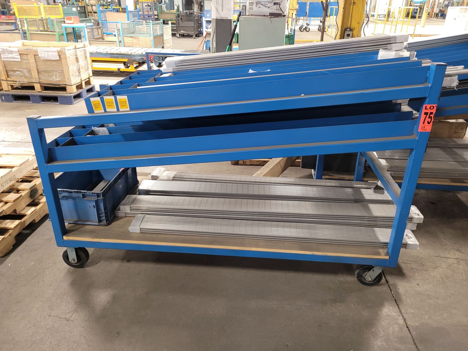 3-level steel mobile platform cart, (2) inclined shelves, 10-section for horizontal storage, floor l - Image 6 of 7