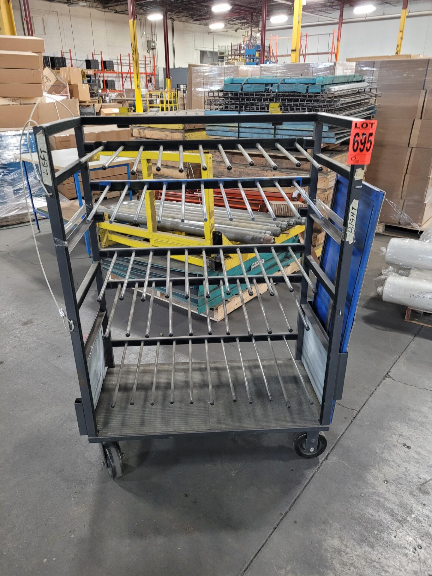 5-level mobile steel panel transfer cart, w/ 9 slots per side