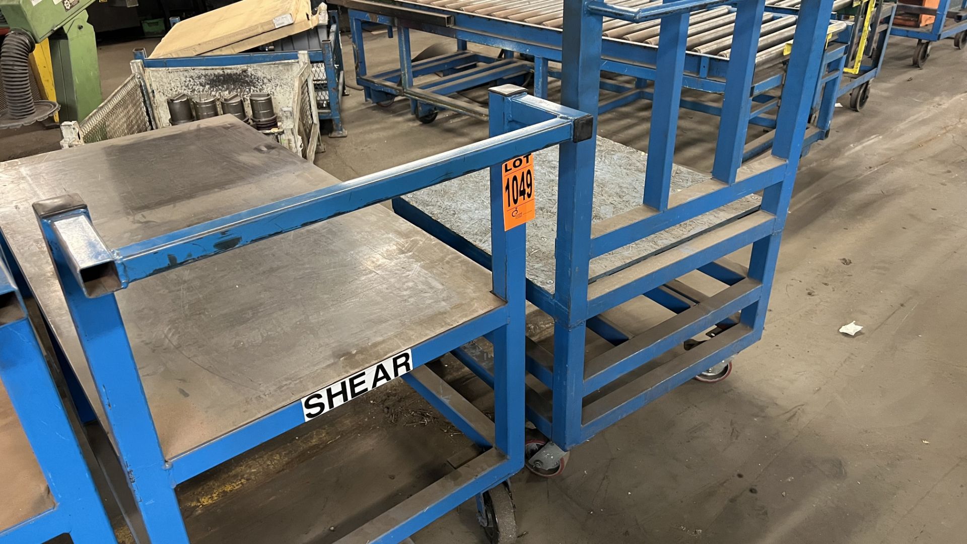Lot of (2) steel platform carts w/ lockable casters, handles