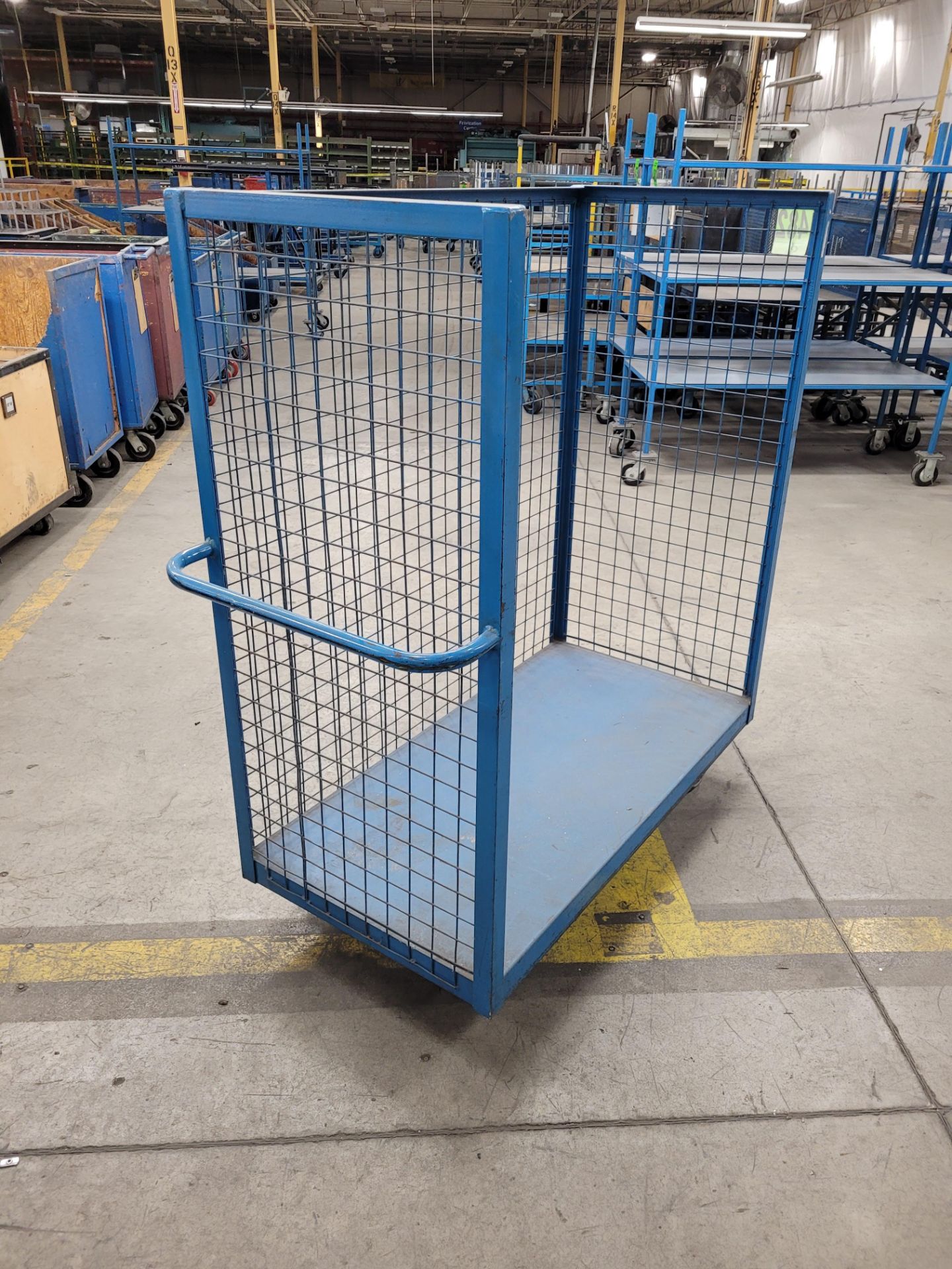 3-sided steel cage trolley w/handle, on casters, 5'x 2'x 5 'H - Image 3 of 4