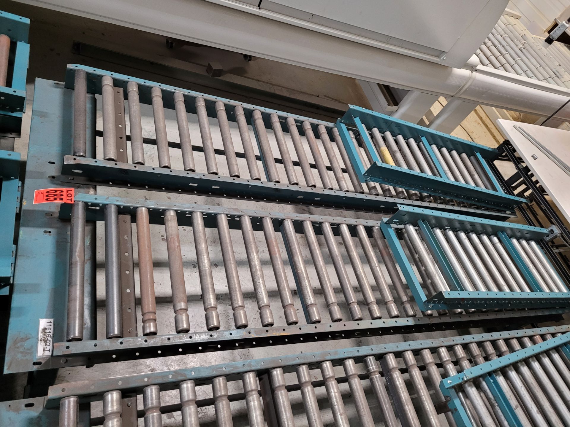 Section of double inclined manual roller conveyor w/ folding extension, 1' space between conveyors - Image 2 of 2