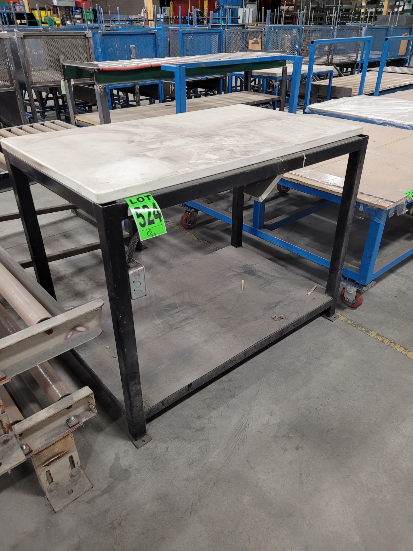 Steel frame worktable w/composite surface