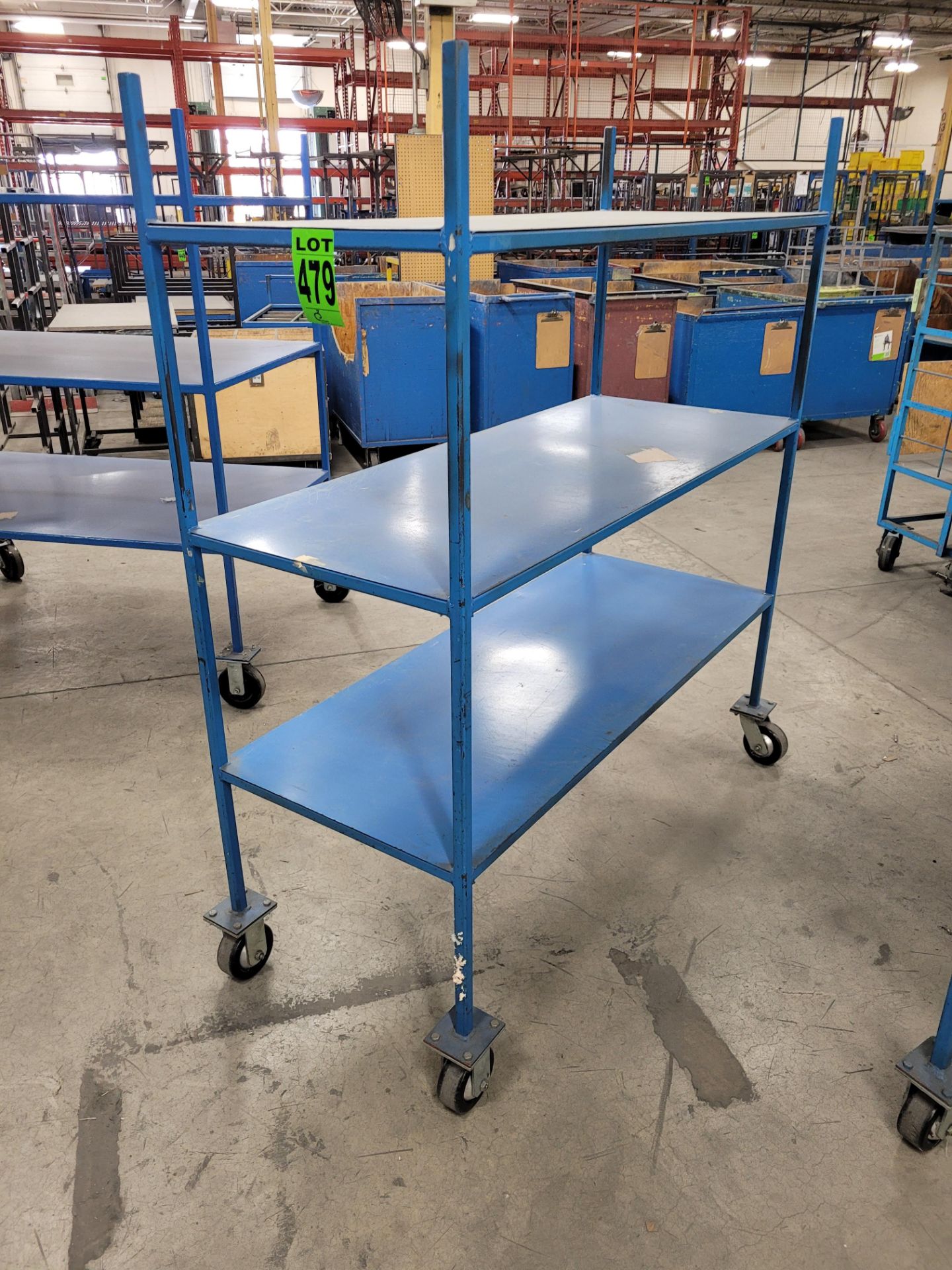 3-level steel shelf on casters - Image 2 of 2