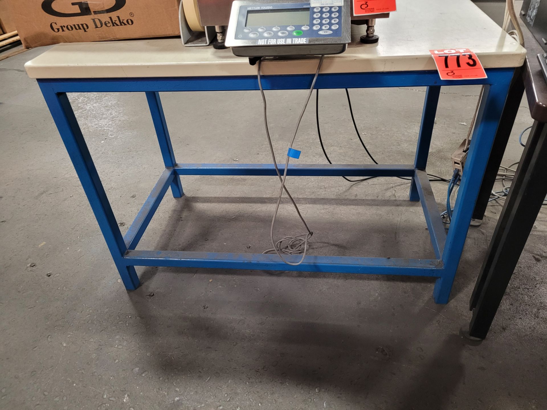 Steel frame worktable w/ composite surface