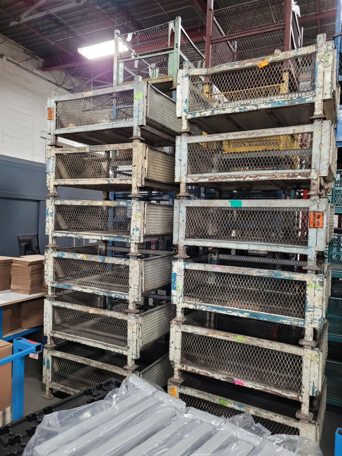 Lot of (16) collapsible, stackable steel totes - Image 3 of 4