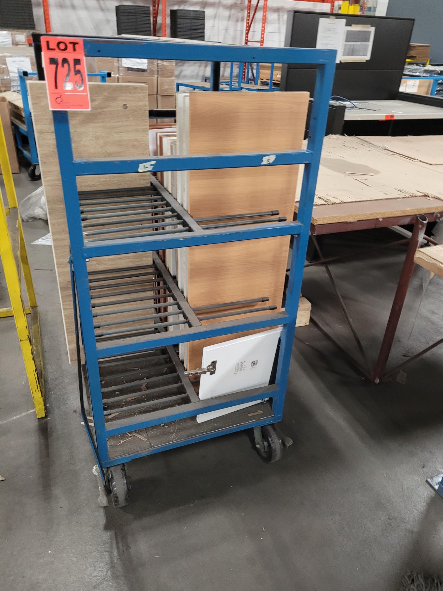 Mobile steel panel transfer cart w/ 9 slots per side, on casters - Image 2 of 2