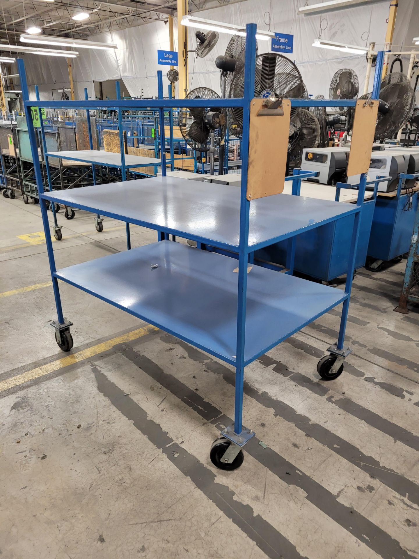 3-level mobile steel shelving unit on casters, 3'' x 5' x 5' w/handles - Image 3 of 4