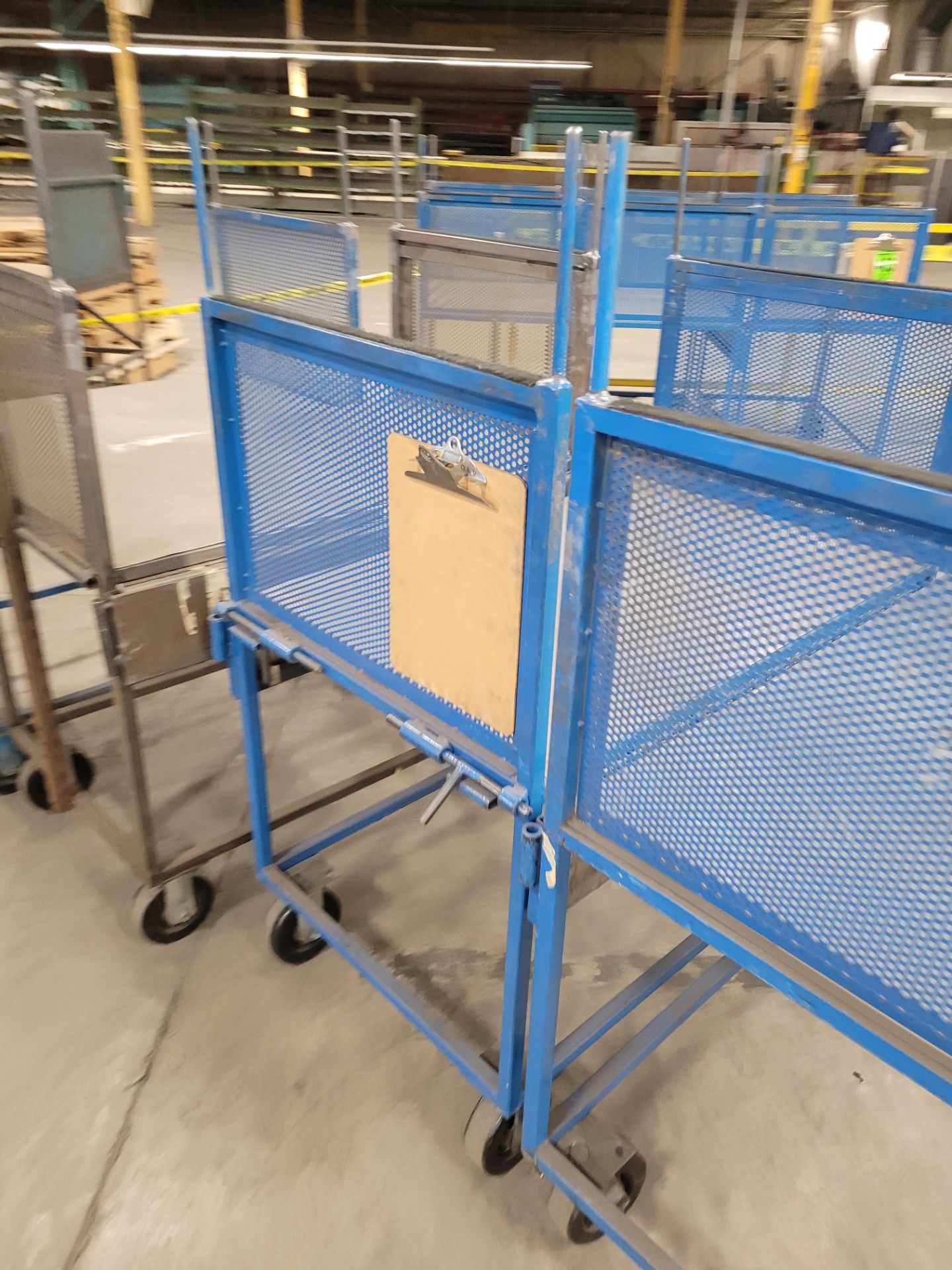 Lot of (4) steel-lattice carts w/handles, casters, wheel lock, (2) w/ expandable sides and (2) w/flo - Image 3 of 10