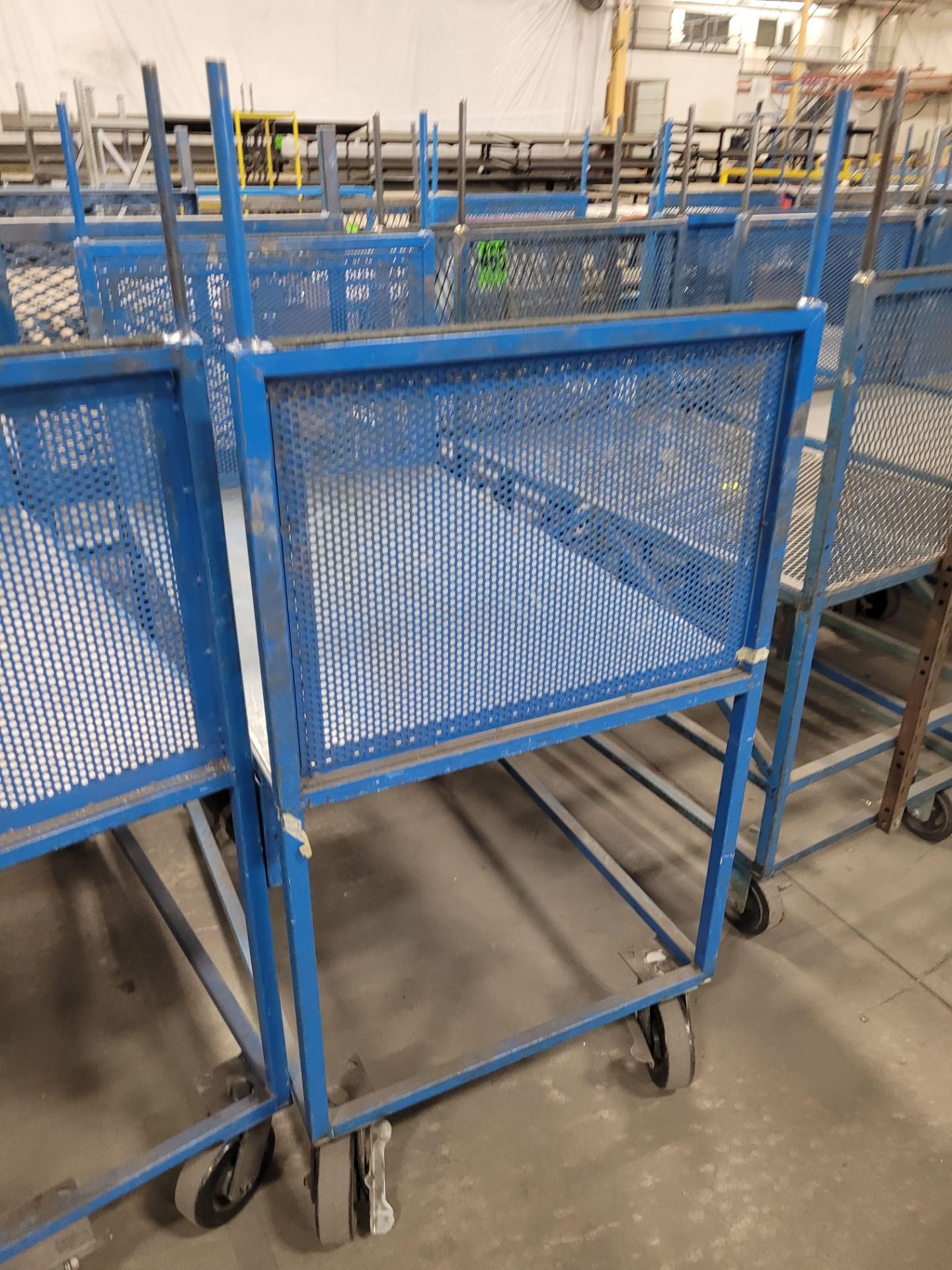 Lot of (4) steel-lattice carts w/handles, casters, wheel lock, (2) w/ expandable sides and (2) w/flo - Image 10 of 10