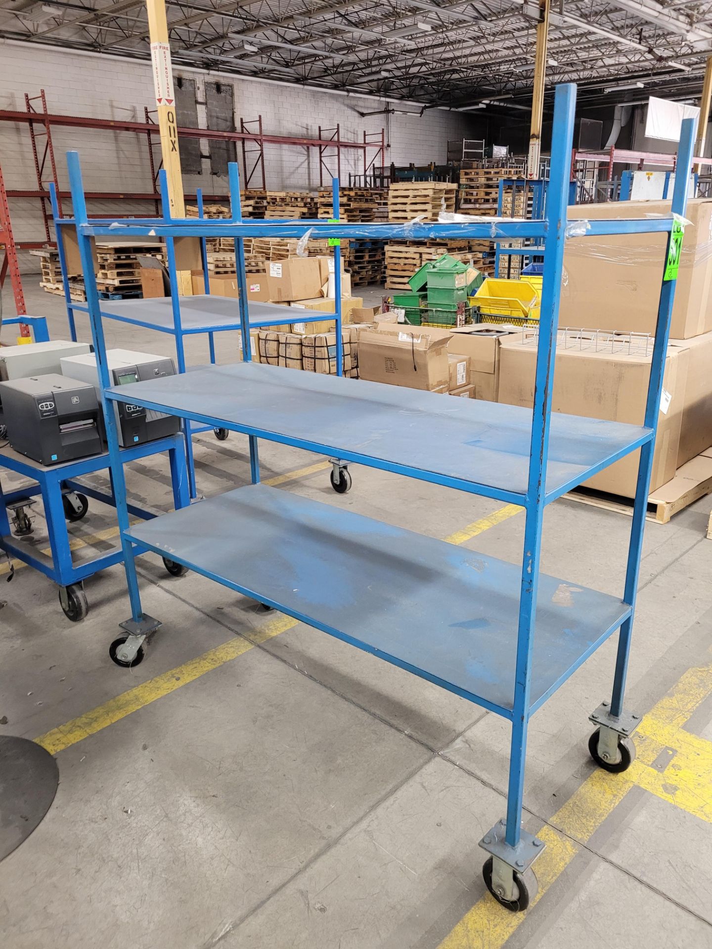 3-level mobile steel shelving unit on casters, 2' x 5' x 5' w/handles - Image 3 of 3