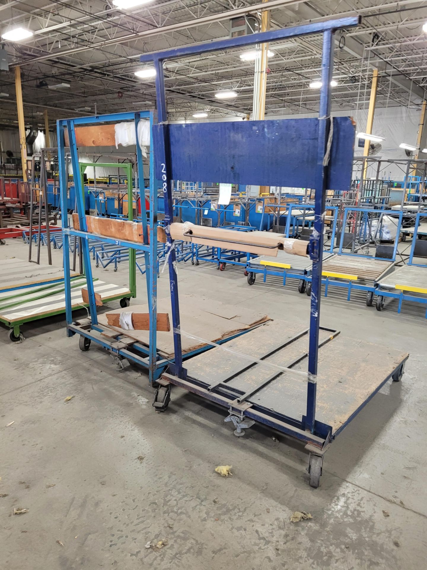 Lot of (2) 5'x 5' 1-sided mobile transfer platforms/carts w/ steel frame, wood base, locking swivel - Image 8 of 10