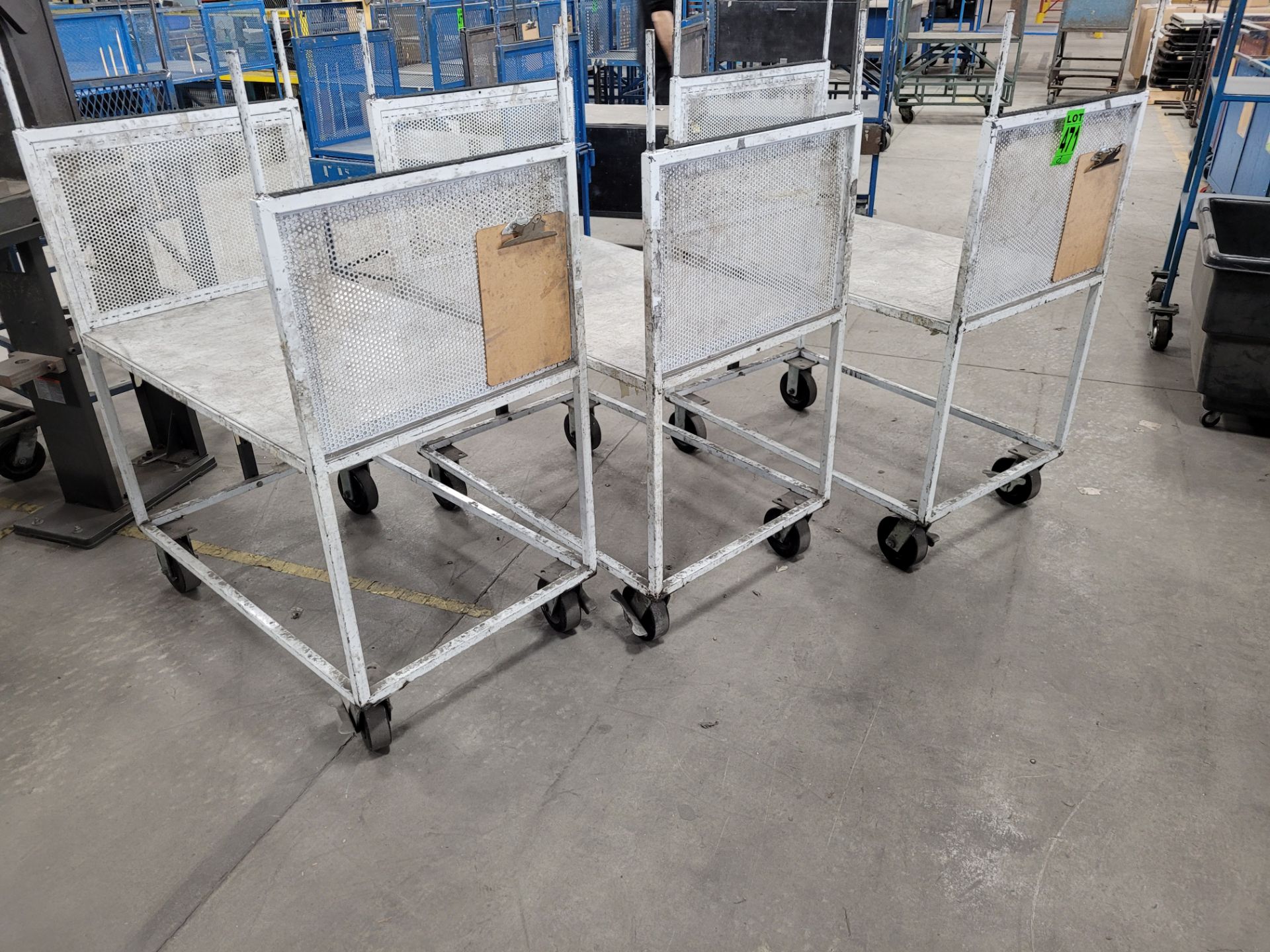 Lot of (3) steel-lattice carts w/handles, casters, wheel lock