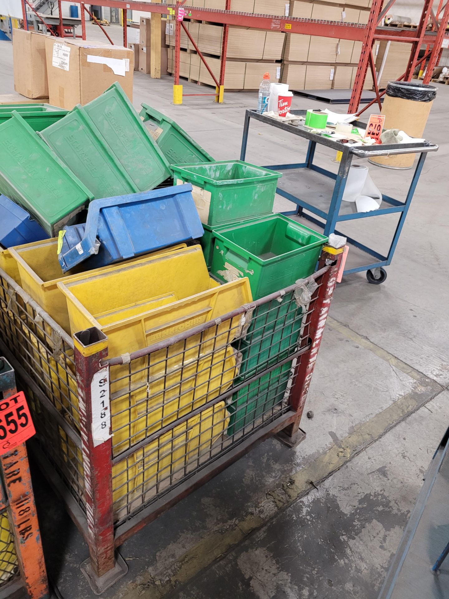 Lot of collapsible steel tote w/ contents incl. (34) plastic parts holders - Image 2 of 2