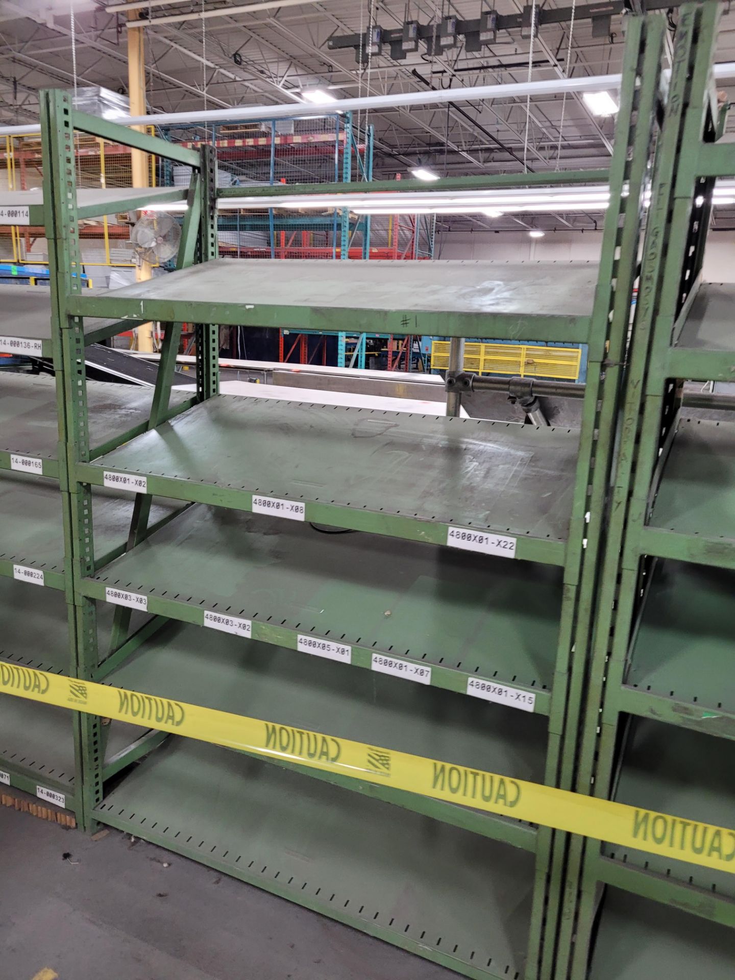 Lot of (8) sections of 6-level inclined teardrop shelving units, (45) shelves, (16) uprights - Image 5 of 14