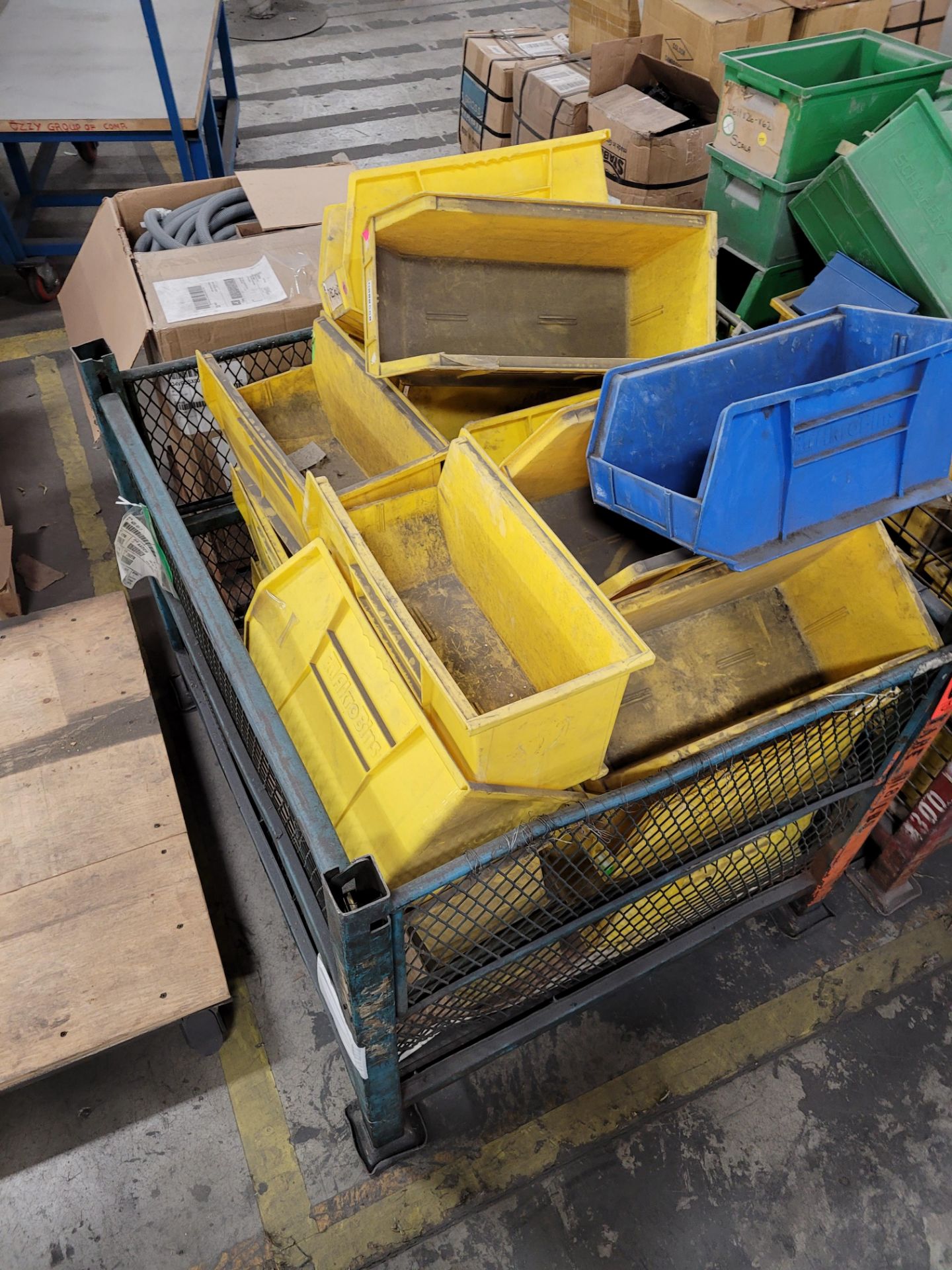 Lot of collapsible steel tote w/ contents incl. (18) plastic parts holders - Image 2 of 3