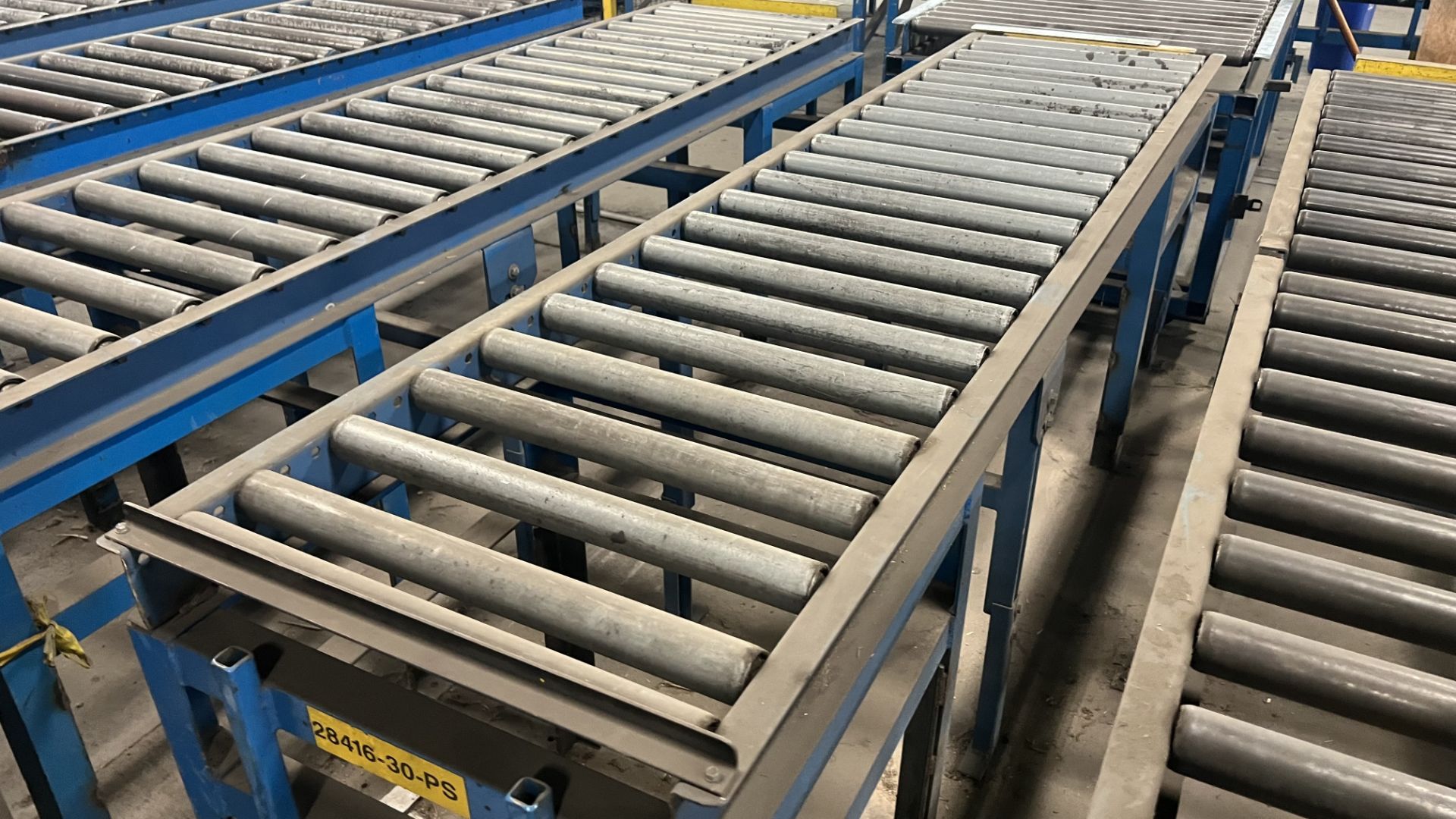 Lot of (6) mobile roller conveyors on steel frames, w/ adjustable bumper bars and incl. (1)mobile ro - Image 3 of 7
