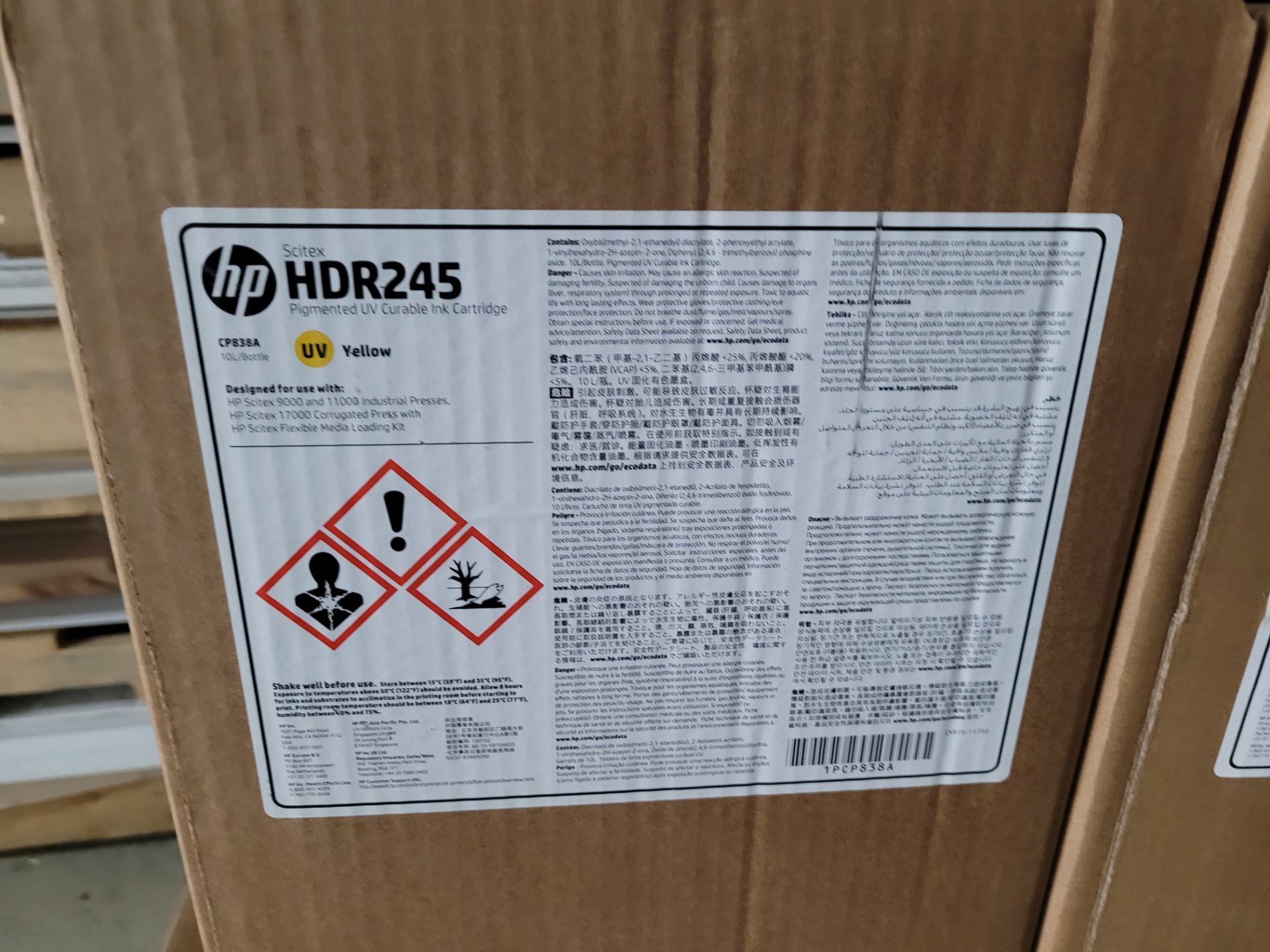 Lot of (16) Cases of HP mod. HDR245 Pigmented UV Curable Ink Cartridges, 10L, Dec. 2023 - Image 6 of 9
