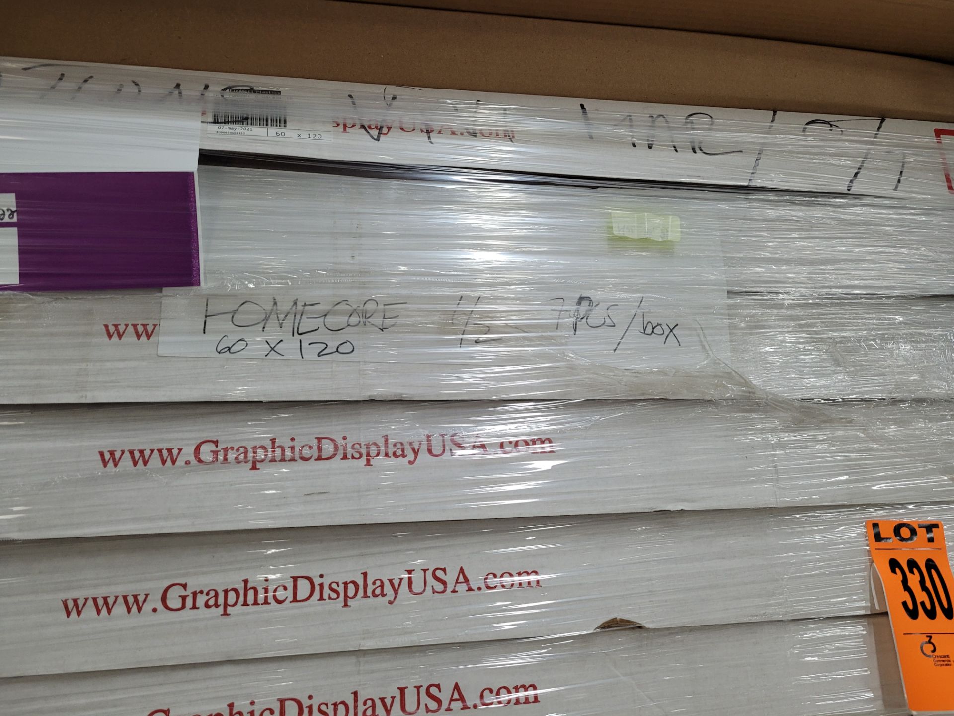 Lot of (6) Cases of (7) 60" x 120" FOAMCORE Sheets, packing slip reads ' 1/2"-DOME-COR, WhiteFacers/ - Image 3 of 7