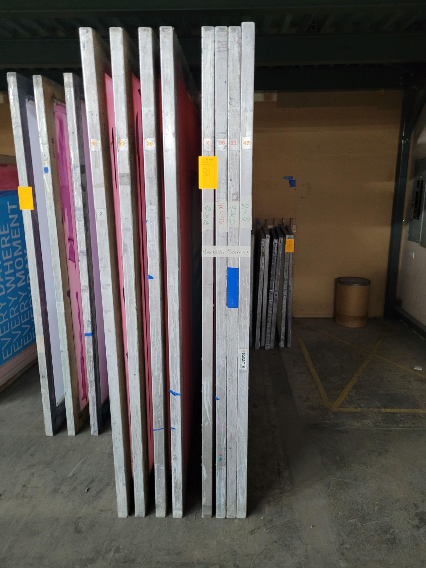 Lot of (4) 124" x 86.5" h Aluminum Printing Frames, Varnish Screens, see photo 3 - 4 for individual