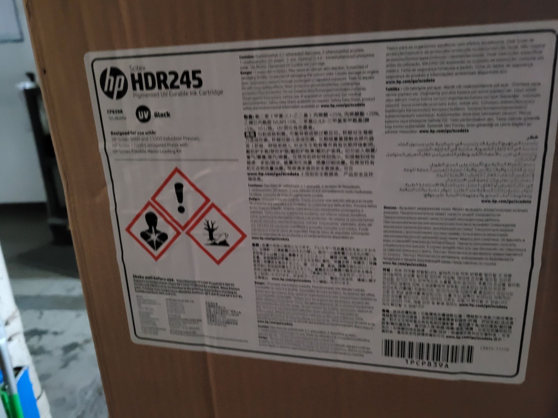 Lot of (16) Cases of HP mod. HDR245 Pigmented UV Curable Ink Cartridges, 10L, Dec. 2023 - Image 8 of 9