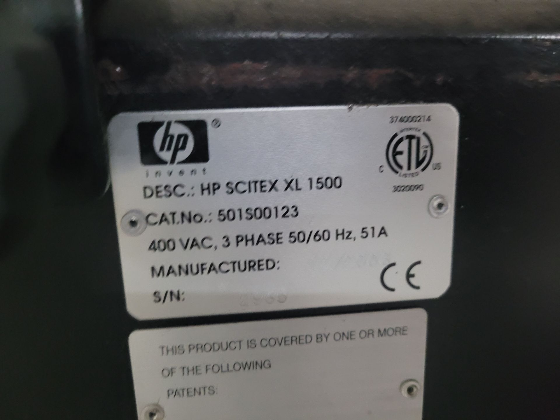 HP SCITEX mod. XL1500 5M 4 -8 color Large Format Industrial Printer, ser. 2965 – Not in use, repair - Image 4 of 19