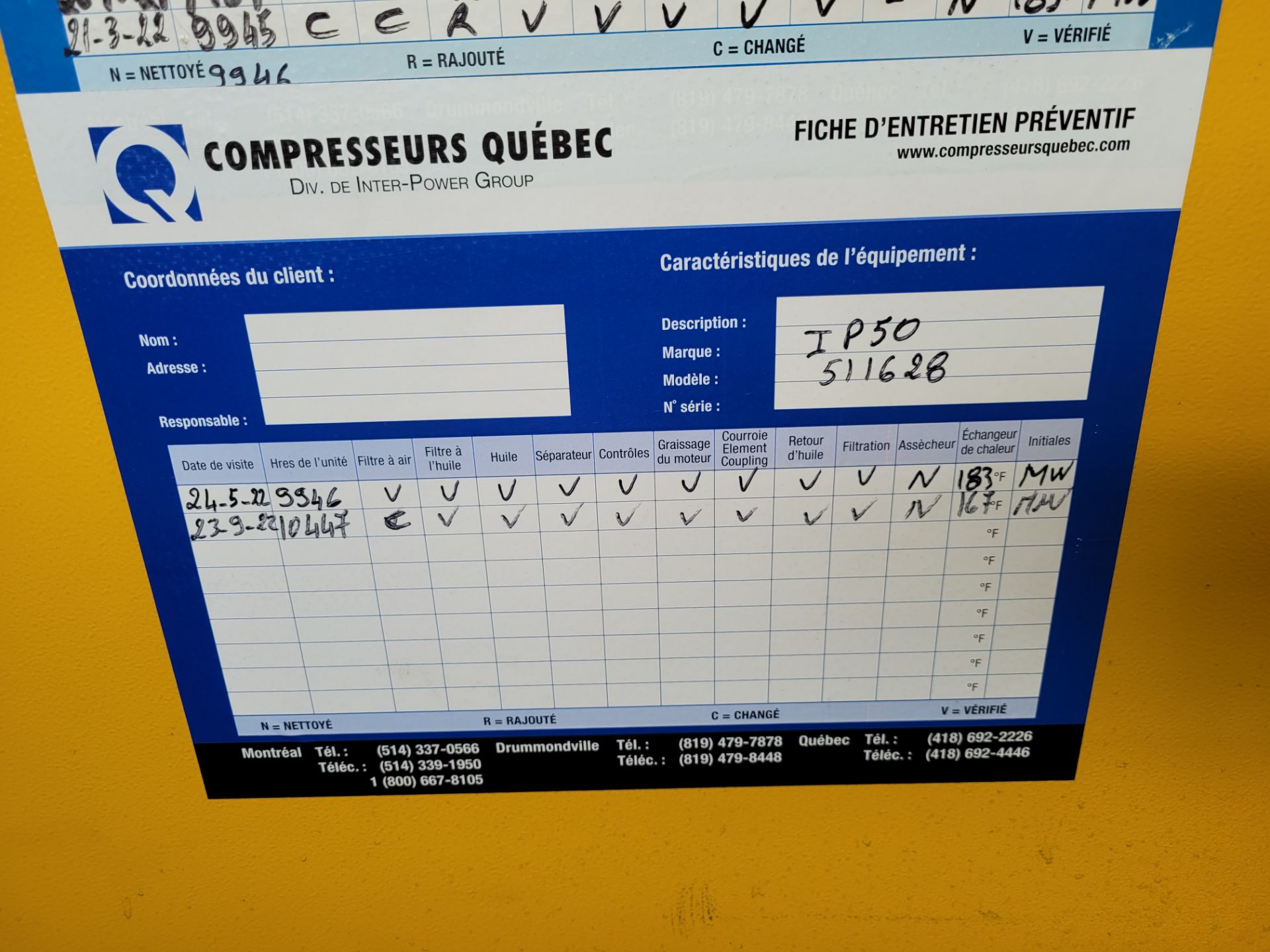 50HP EQUIPAIR IP Series Air Compressor mod. IP50 w/ LOGIK 25-S Digital Dispay, on steel frame, 125ps - Image 3 of 8