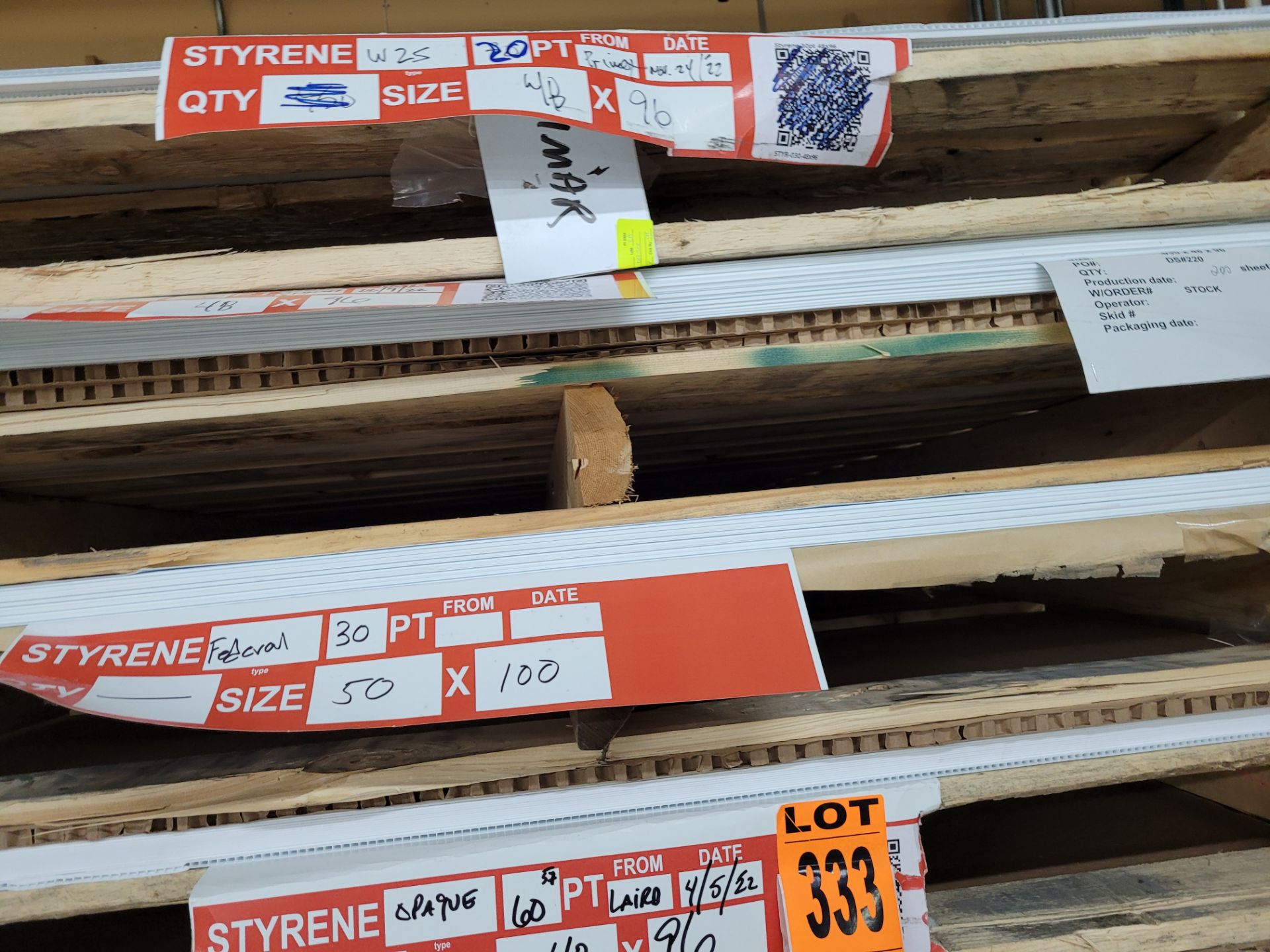 Lot of (5) Pallets of STYRENE Sheets and contents incl. 60pt Styrene 48x96, 25x 60pt 48x96, Styrene - Image 4 of 5