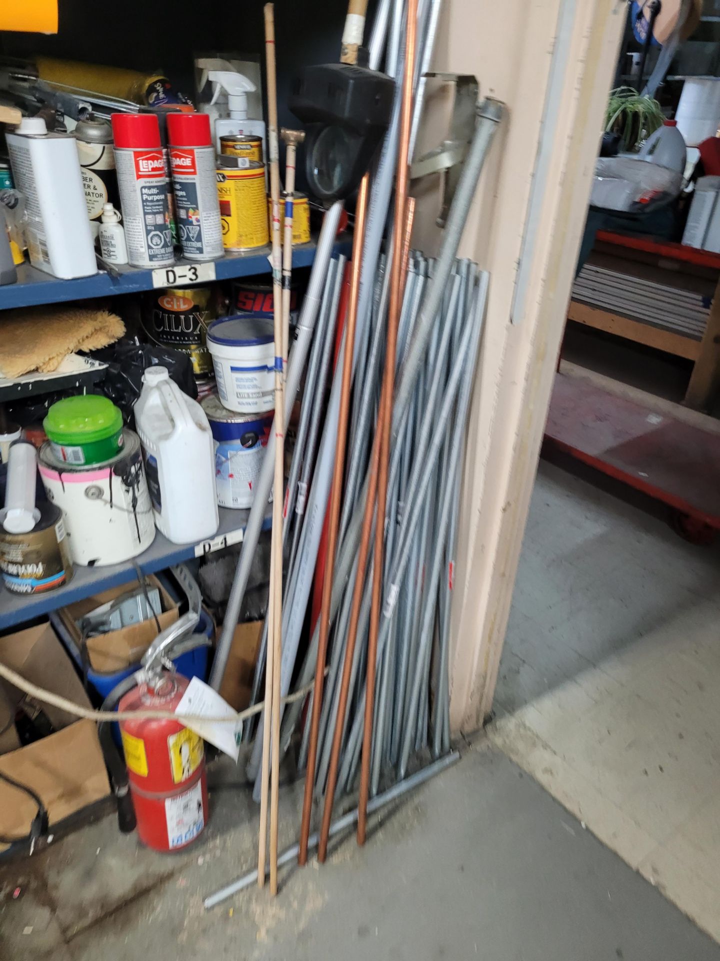 Lot of shelving and contents, copper and steel tubes - Image 2 of 3