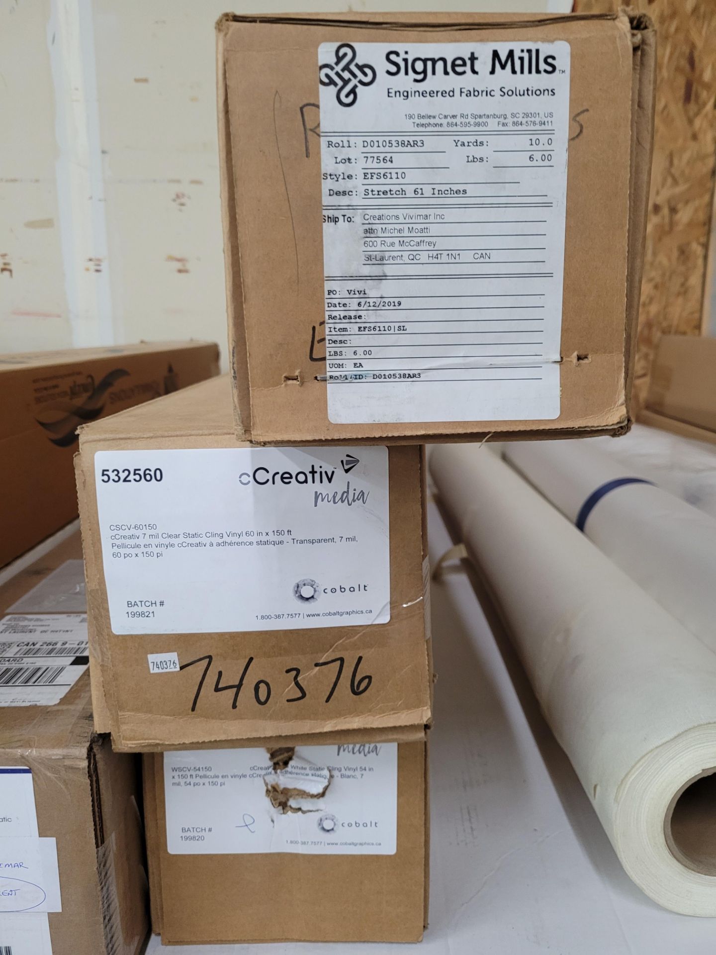 Lot of (32) Rolls/Cases of roll inventory incl. MANTISSA Inkjet Canvas mod. SB61 60x60, Ccreative mo - Image 4 of 16