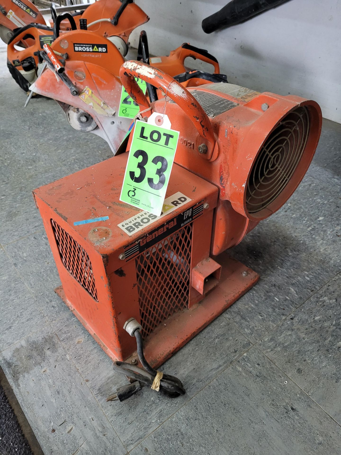 GENERAL mod. EP8 Electric Blower, 8" Dia, Radial Flow, Ventilation Blower, 1277.4 cfm, .33hp, 115V,