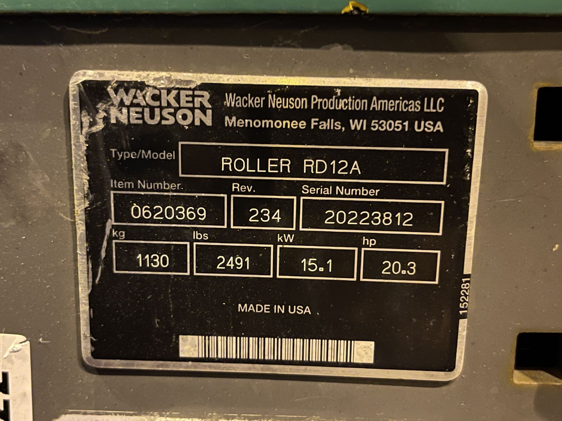 2014 Wacker Neuson RD12A Roller - Image 6 of 6