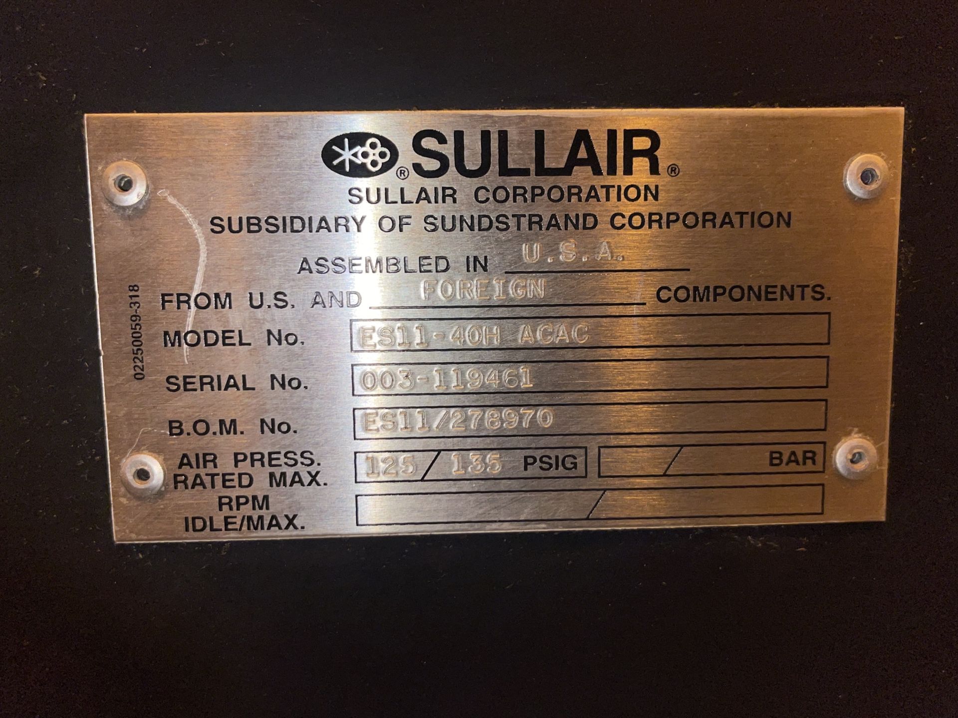 Sullair Air Compressor (EH77) - Image 12 of 13