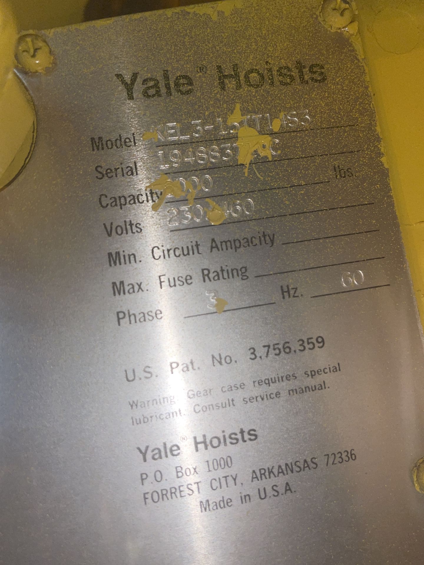 Yale 3 Ton Trolley Hoist (EH45) - Image 11 of 12