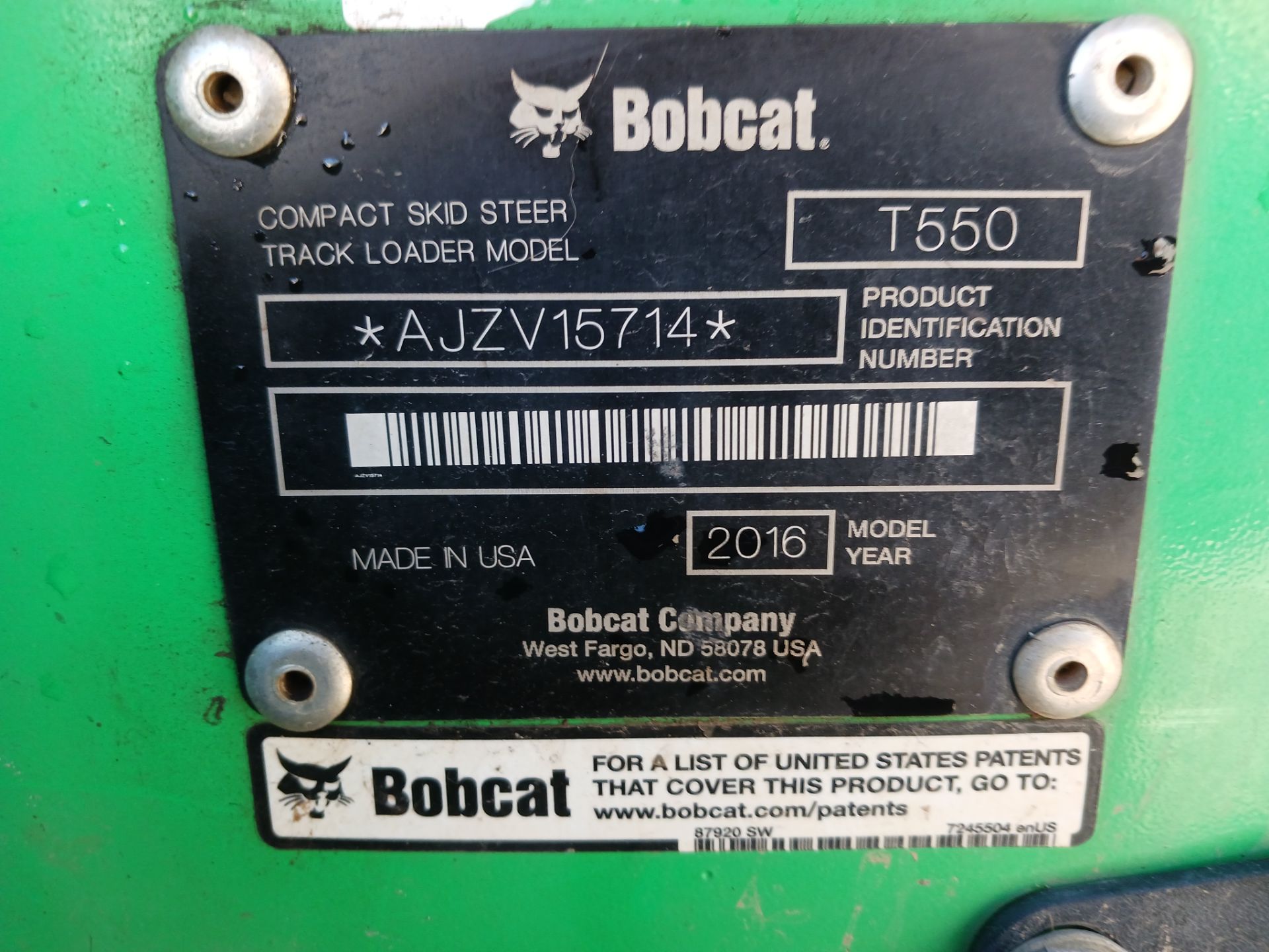 2016 Bobcat T550 Skid Steer - Image 7 of 7