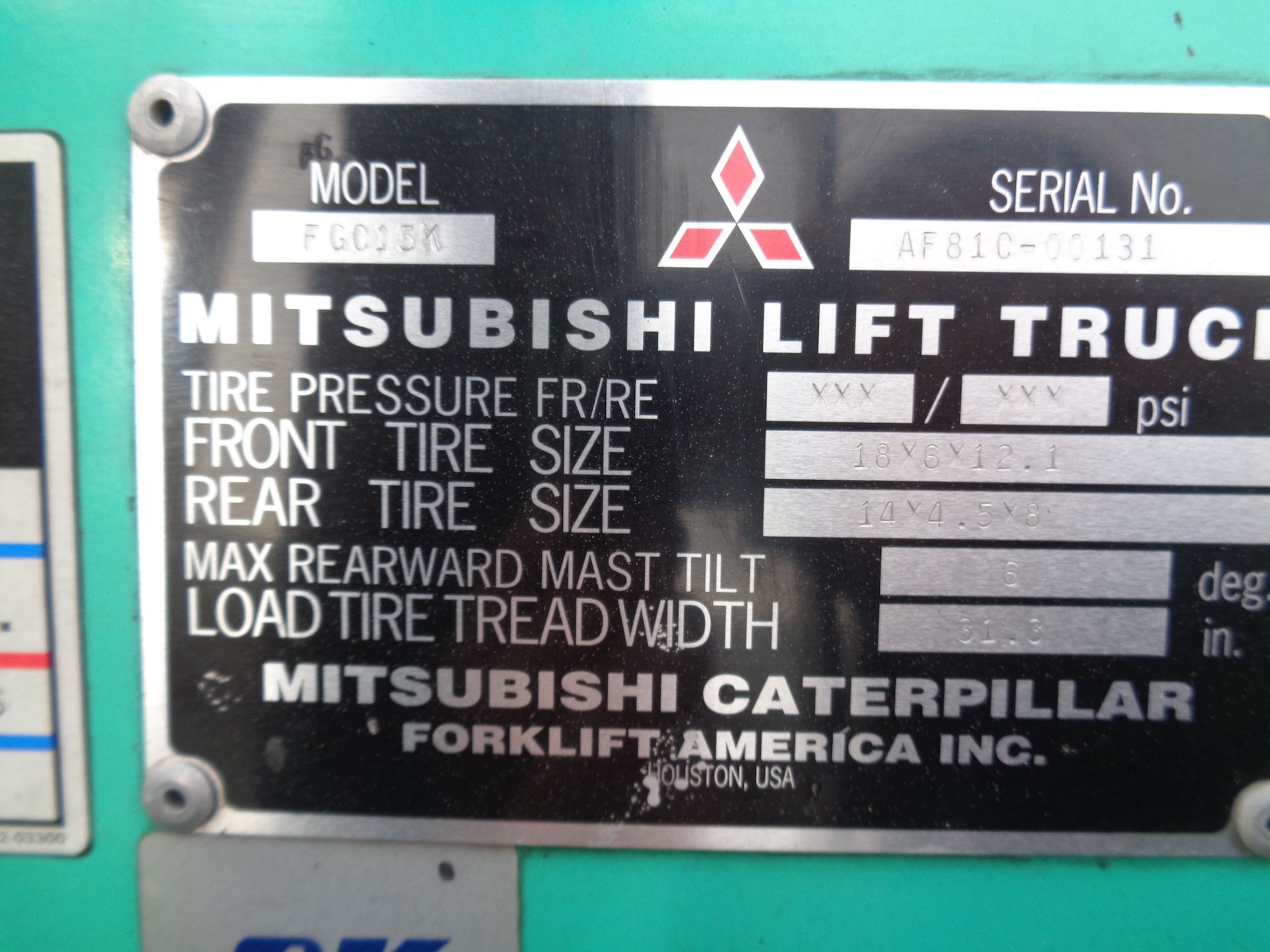 Mitsubishi FGC15K 3,000lb Forklift - Image 10 of 10