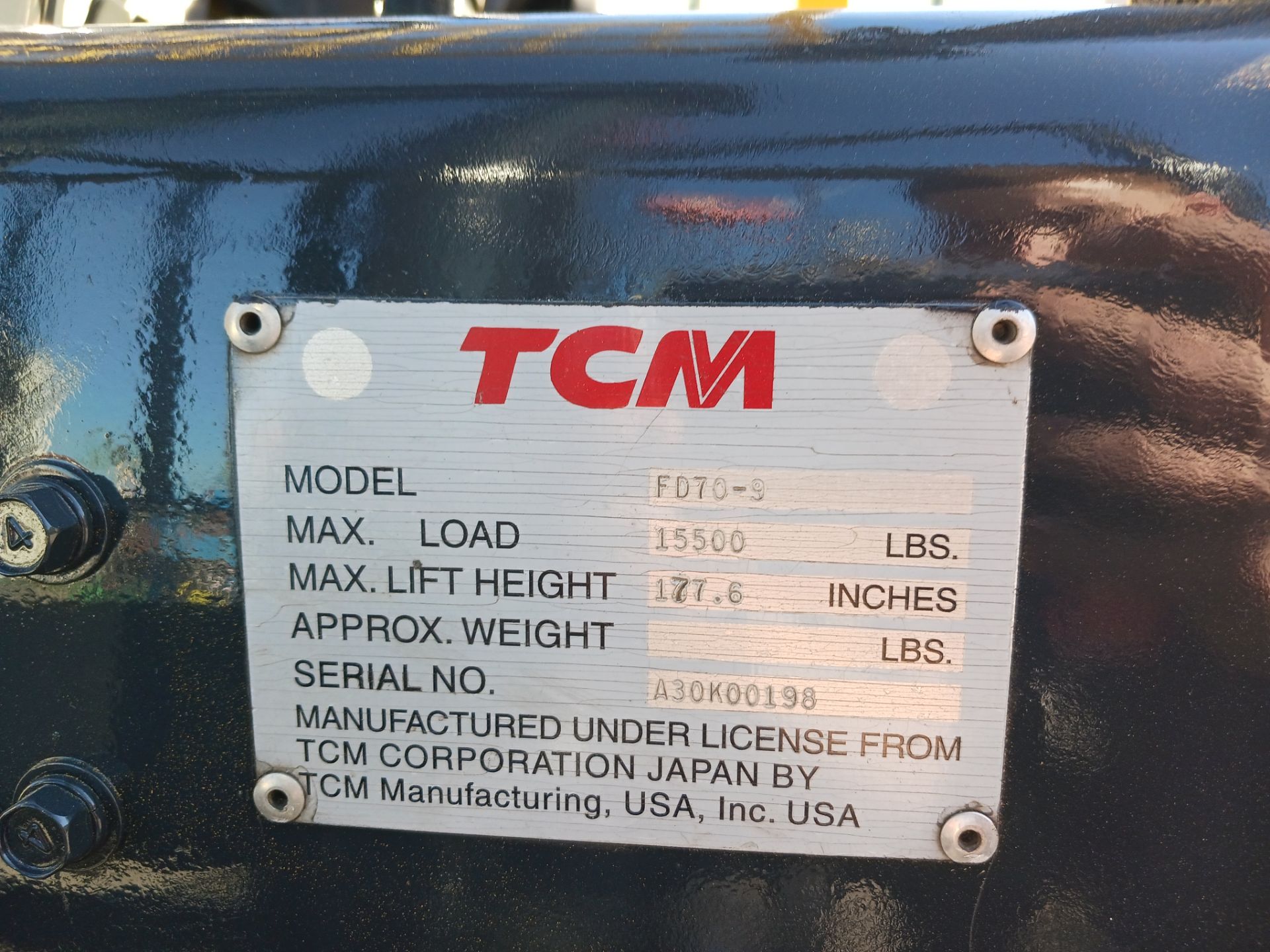 TCM FD70-9 15,500 lb Forklift - Image 10 of 10