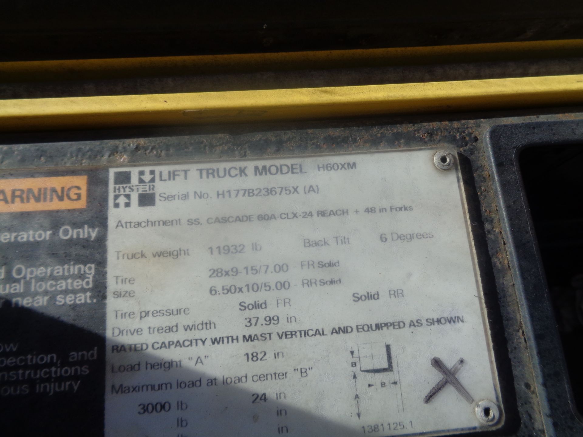 Hyster H60XM 6,000lb Forklift - Image 12 of 12