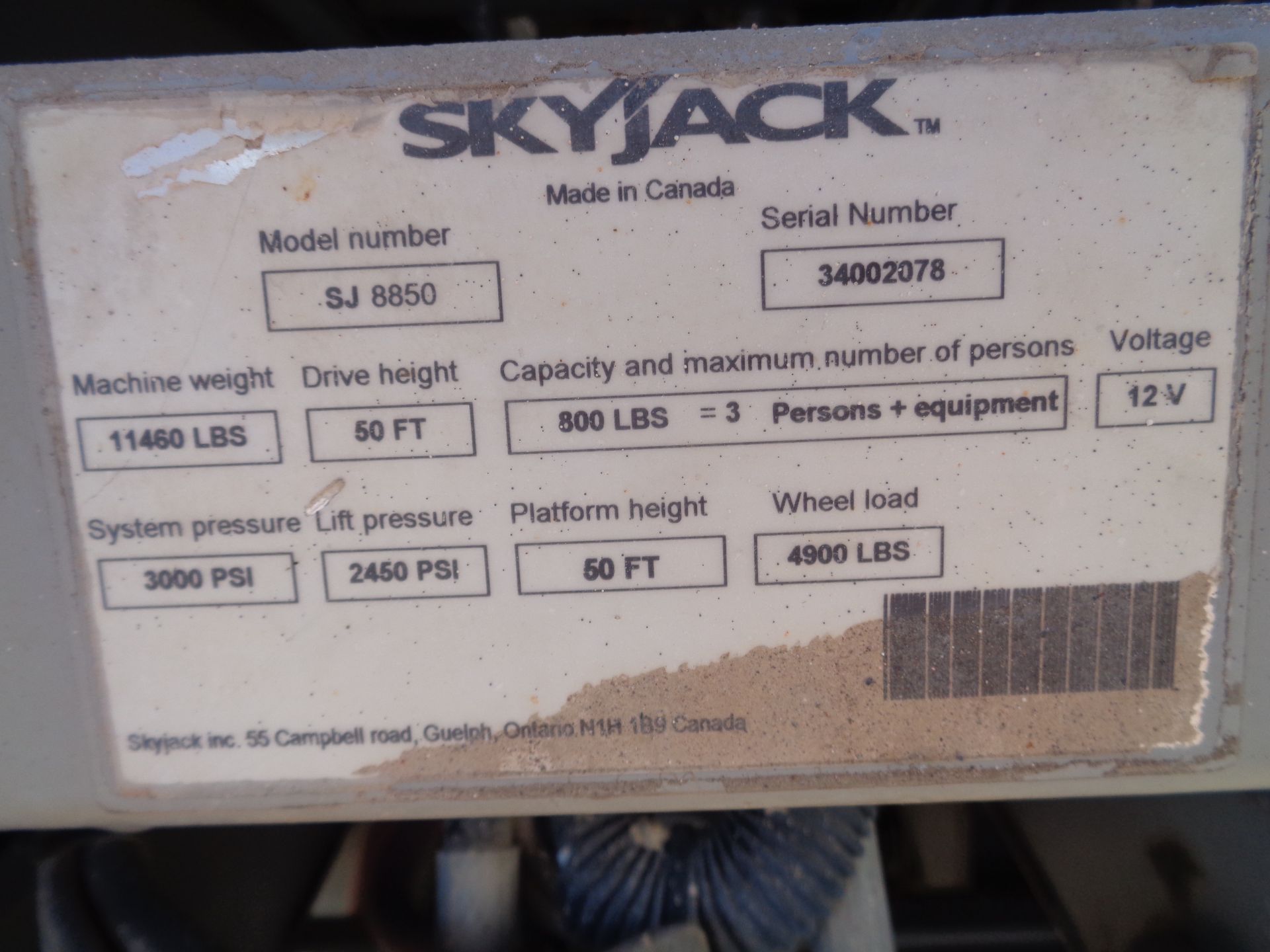 2011 SkyJack SJ8850RT Rough Terrain Scissor Lift - Image 7 of 12