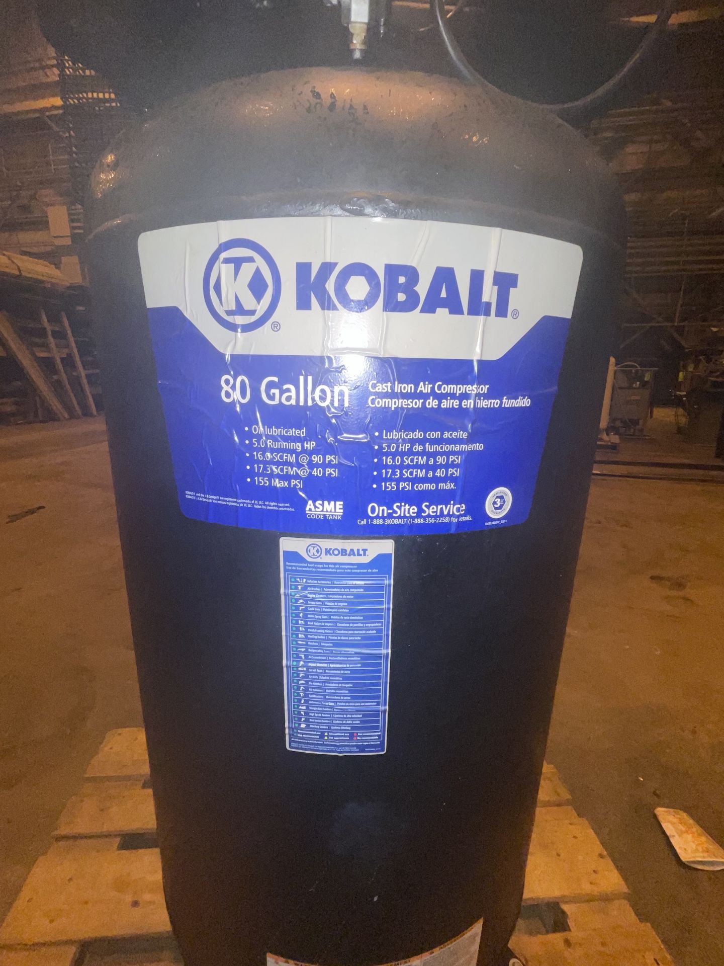 Kobalt 80 Gallon Air Compressor (EH78) - Image 3 of 12
