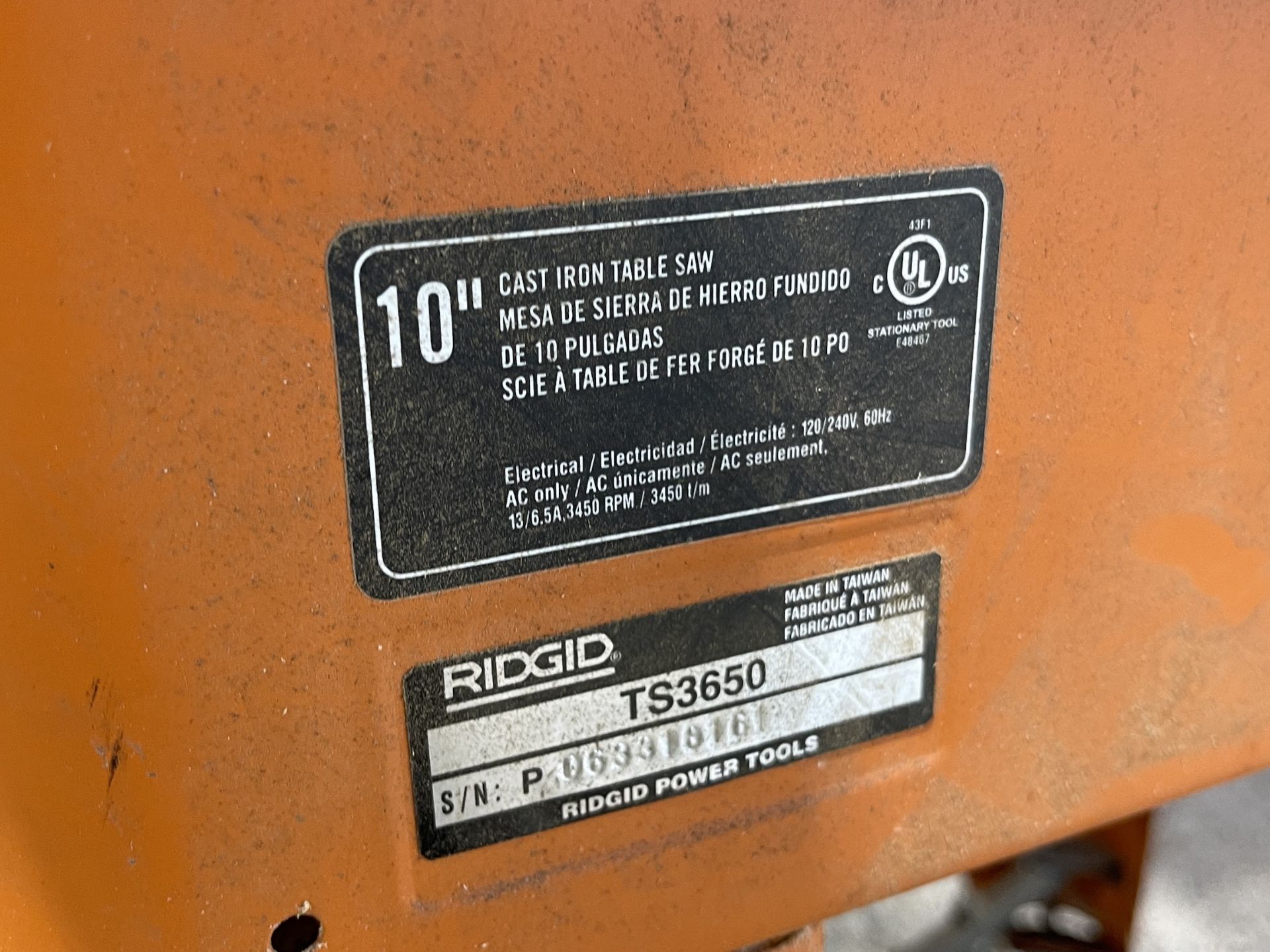 Ridgid TS3650 Adjustable Table Saw (530U) - Upland - Image 11 of 16