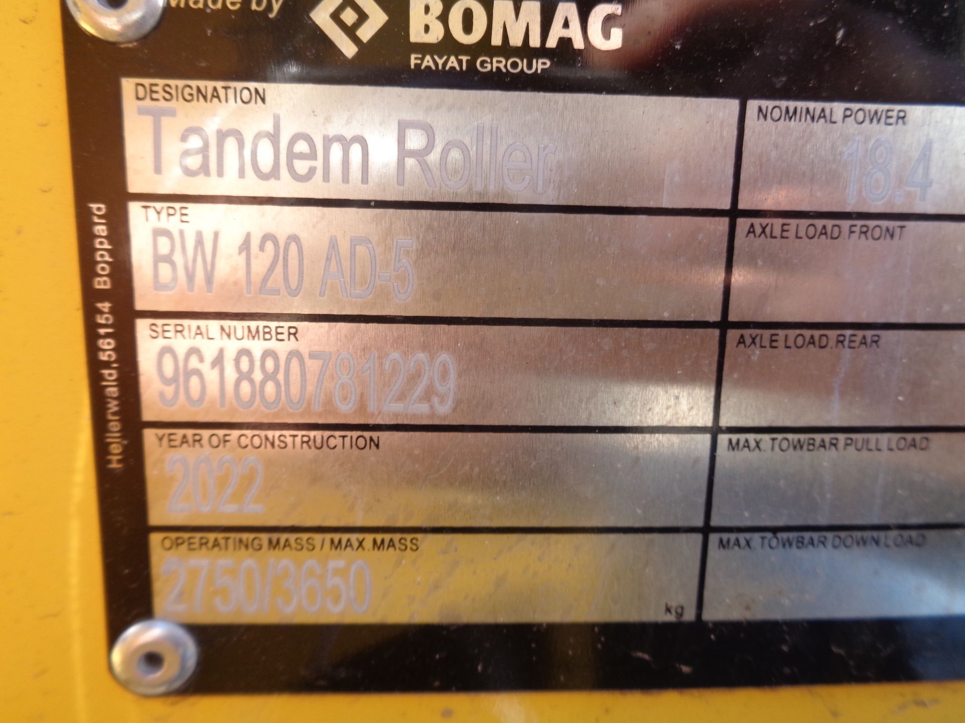 Unused 2022 Bomag BW120 AD-5 Roller - Lester, PA - Image 8 of 8