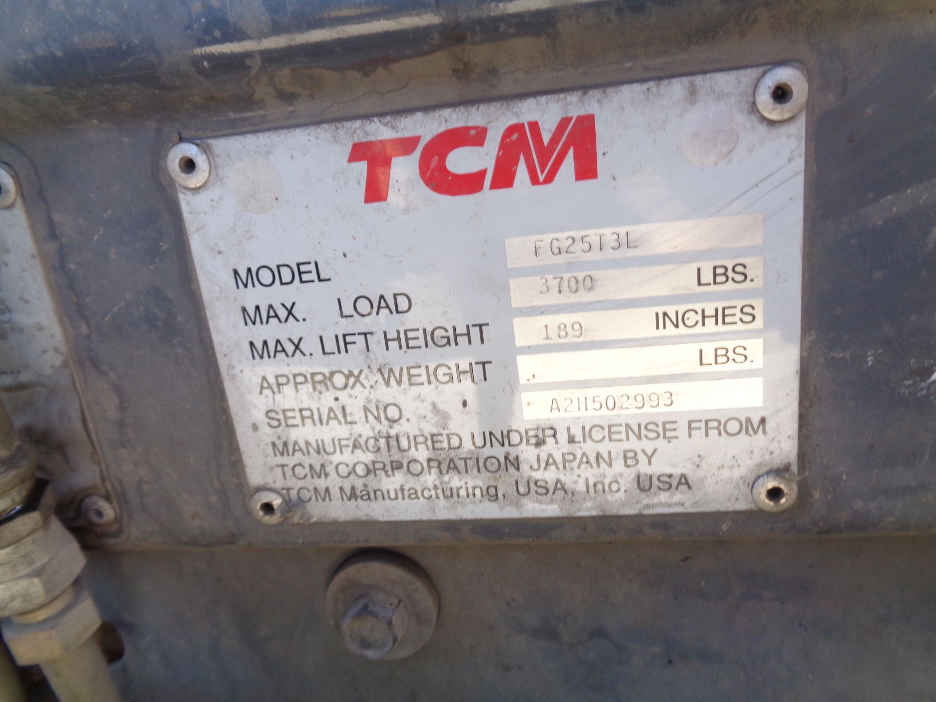 TCM FG25T3L 5,000 lb Forklift - Image 11 of 11