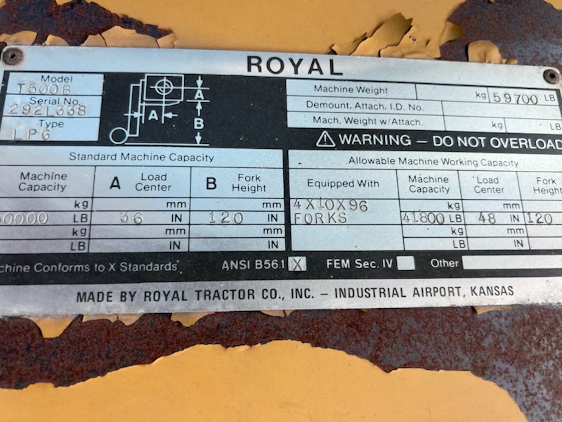 Royal T500B 50,000lb Forklift - Image 6 of 6